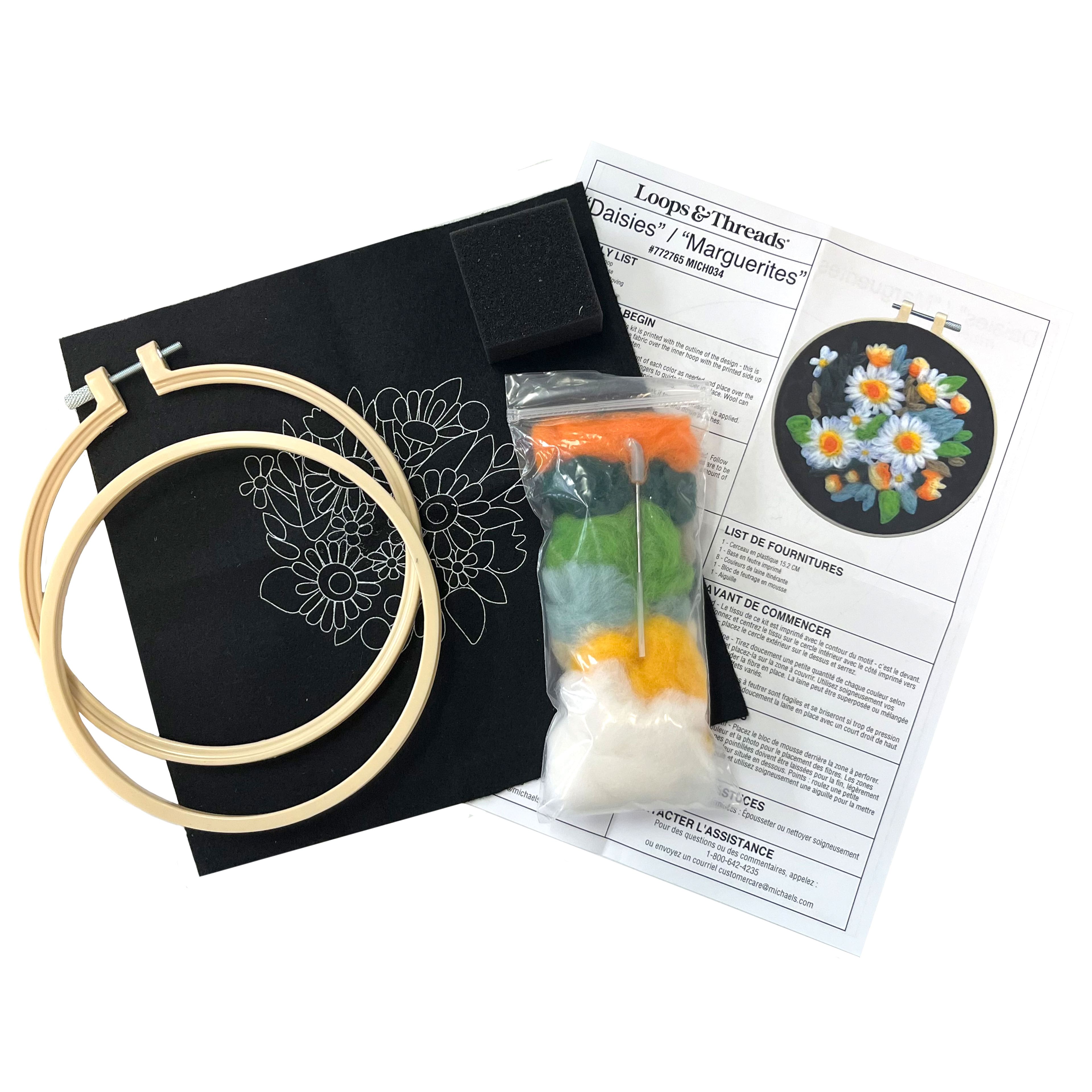 6&#x22; Daisy Needle Felting Kit with Hoop by Loops &#x26; Threads&#xAE;