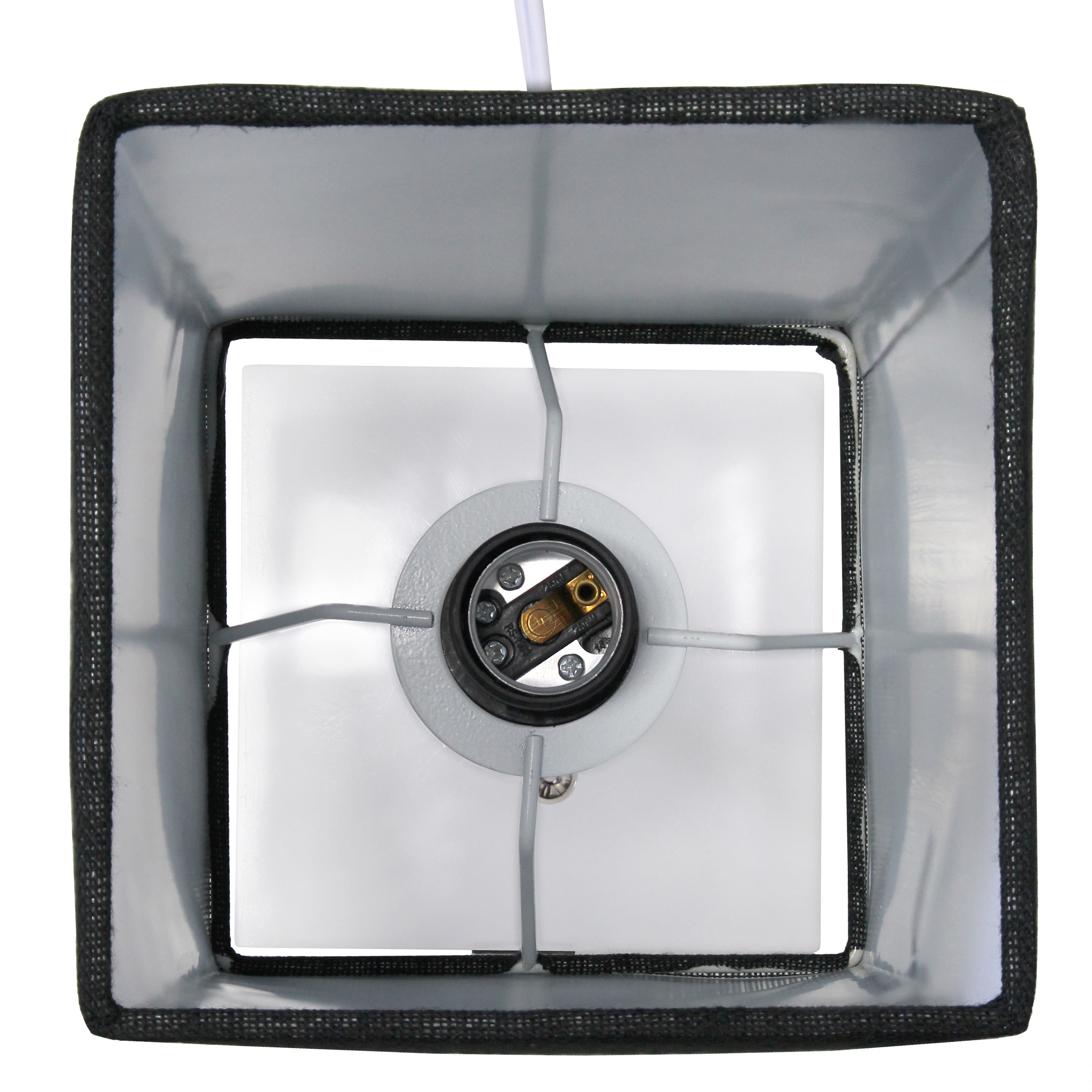 Simple Designs 14.5&#x22; Rectangle Shade White Base Lamp with USB Charging Port