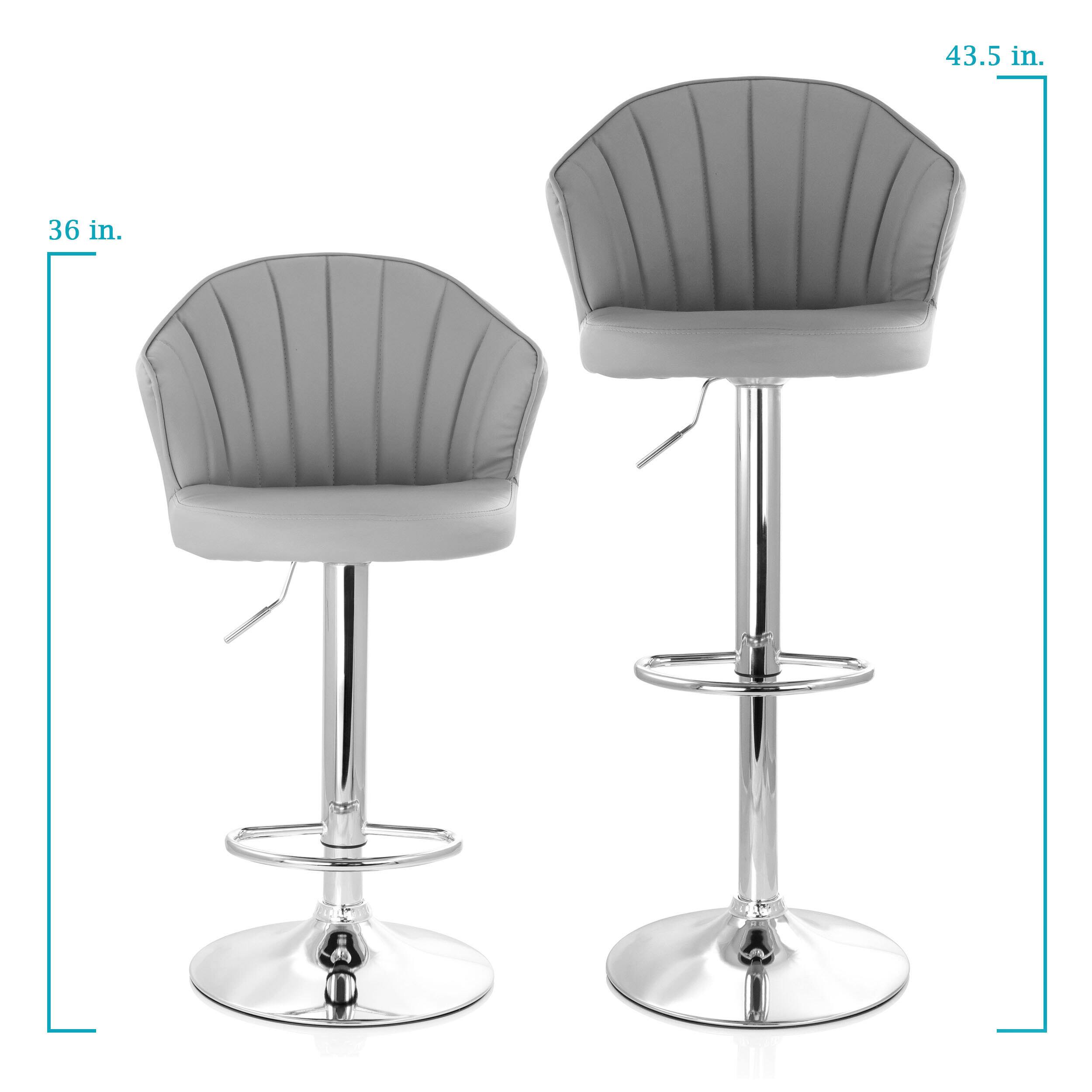 Elama Dark Gray Shell Faux Leather Bar Stool, 2ct.