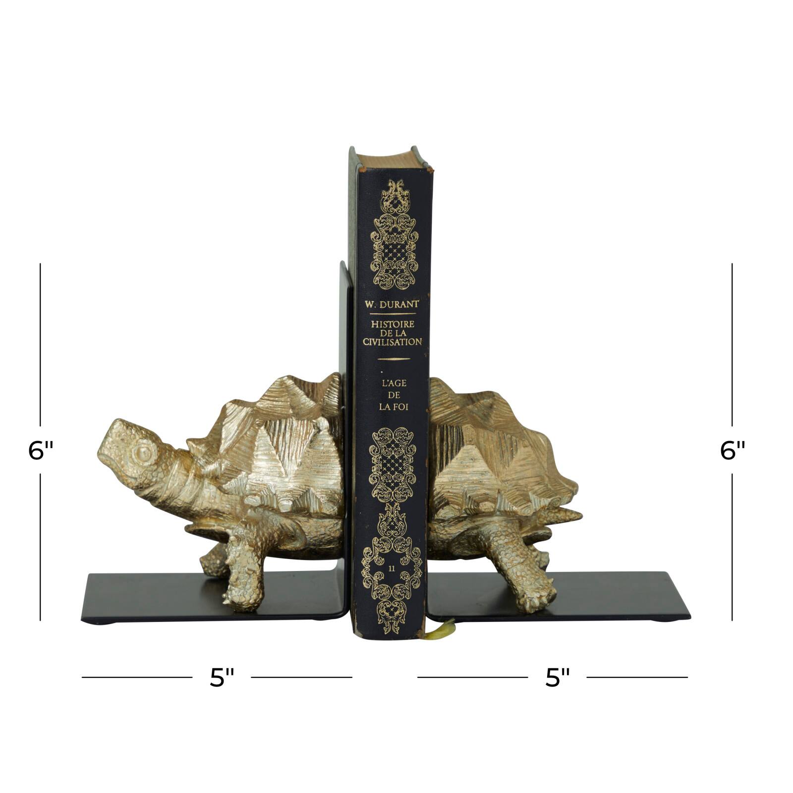 CosmoLiving by Cosmopolitan Brass Polystone Coastal Bookends, 6" x 5" x 4"
