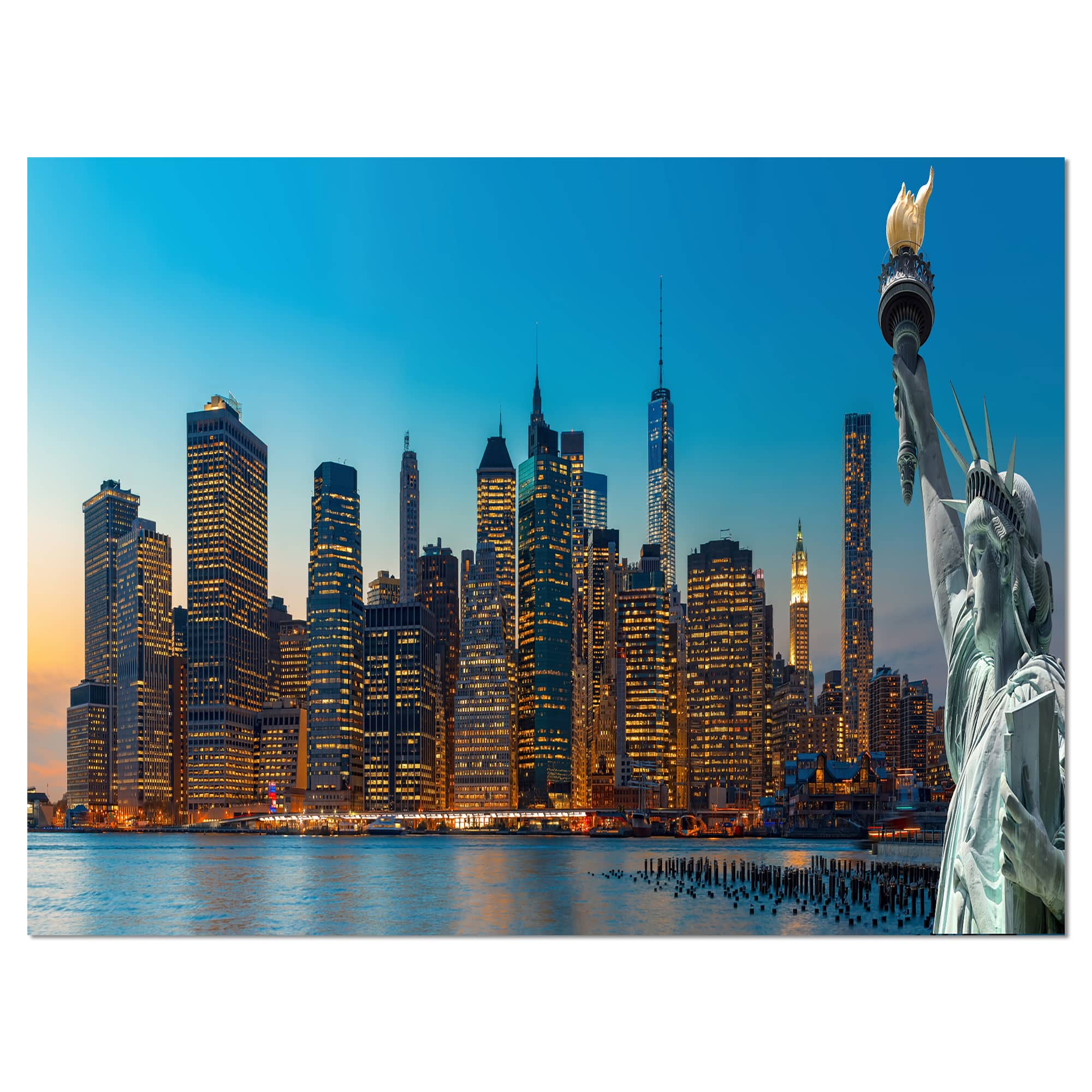 Designart - Evening New York City Skyline Panorama - Extra Large Canvas Art Print