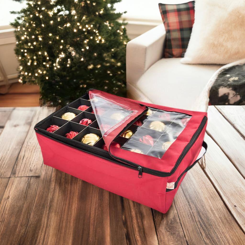 Santa&#x27;s Bag 48ct. 3&#x22; Christmas Ornament Storage Box with Clear Lid