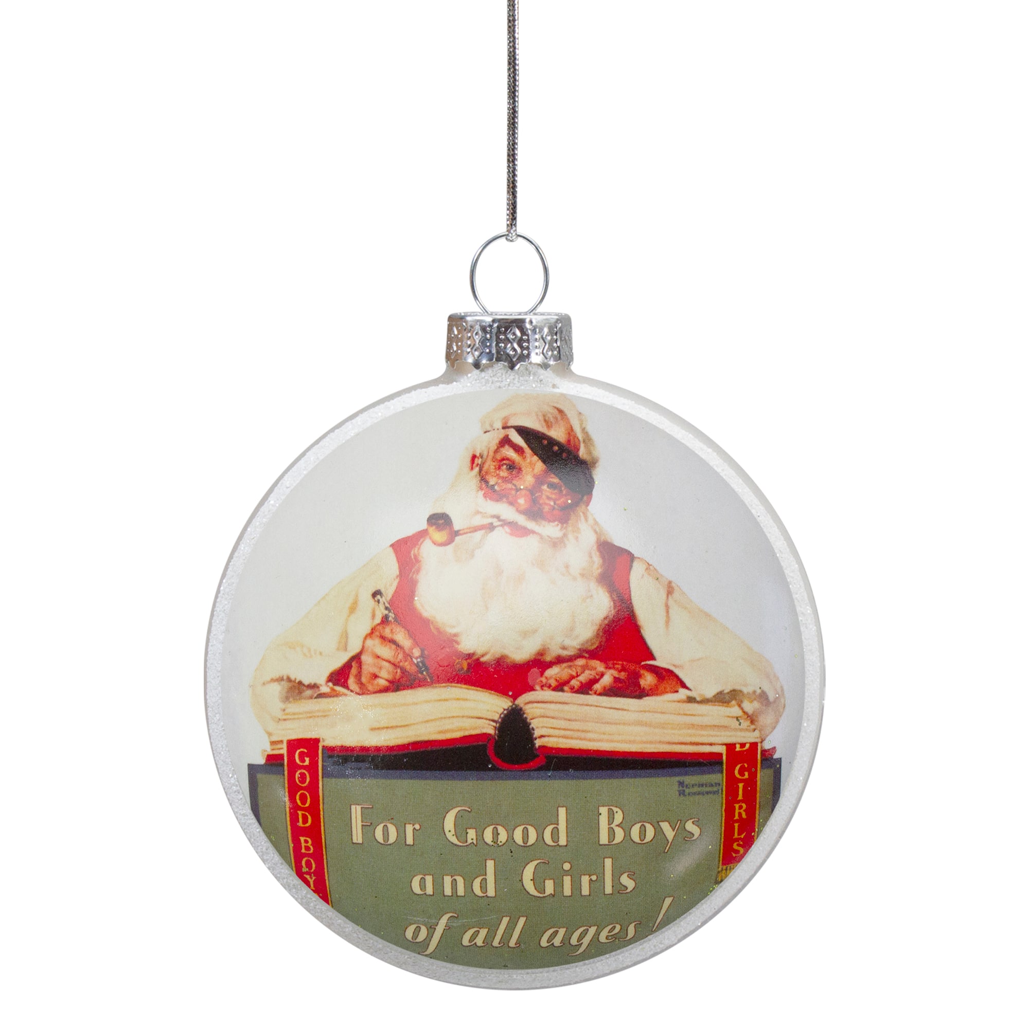 3" Norman Rockwell No Christmas Problem Now Glass Disc Ornament