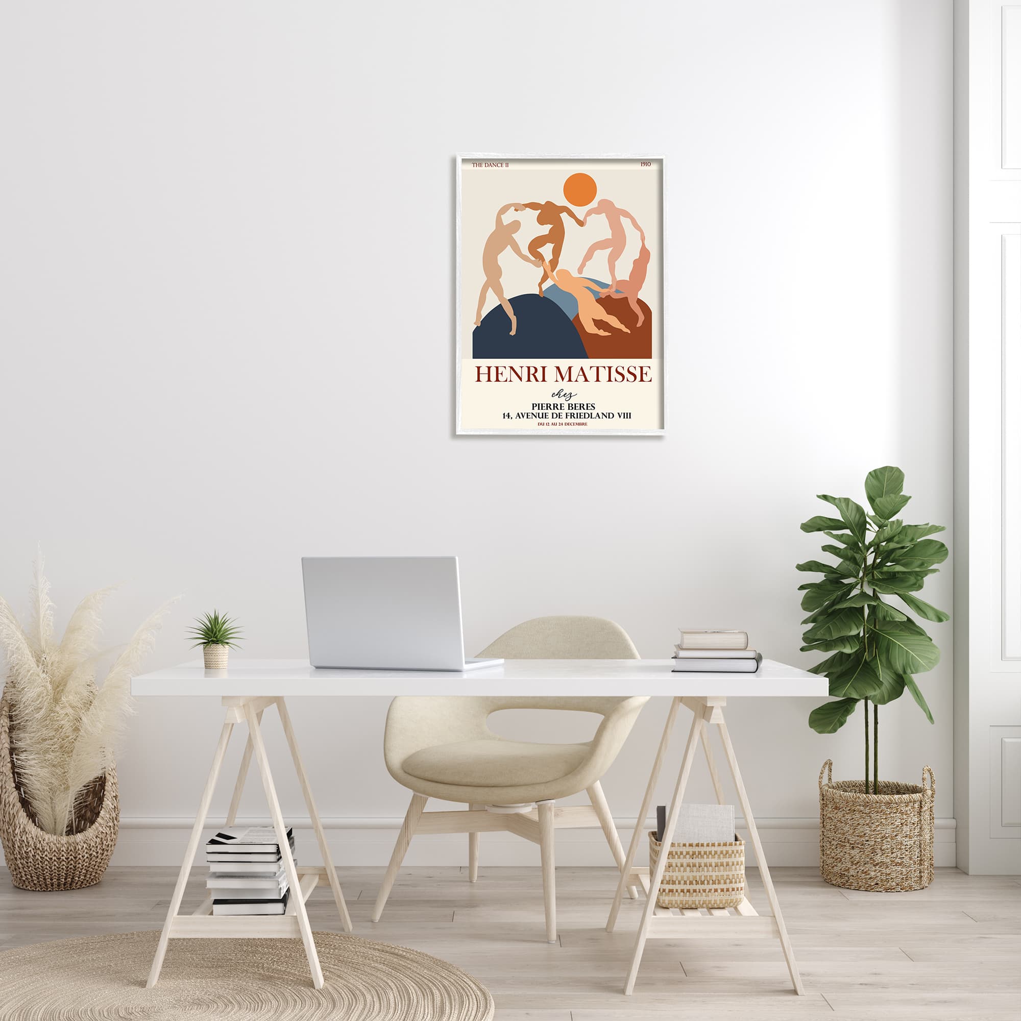 Stupell Industries Matisse Dancing Circle Terracotta Abstract Layered Shapes in White Frame Wall Art
