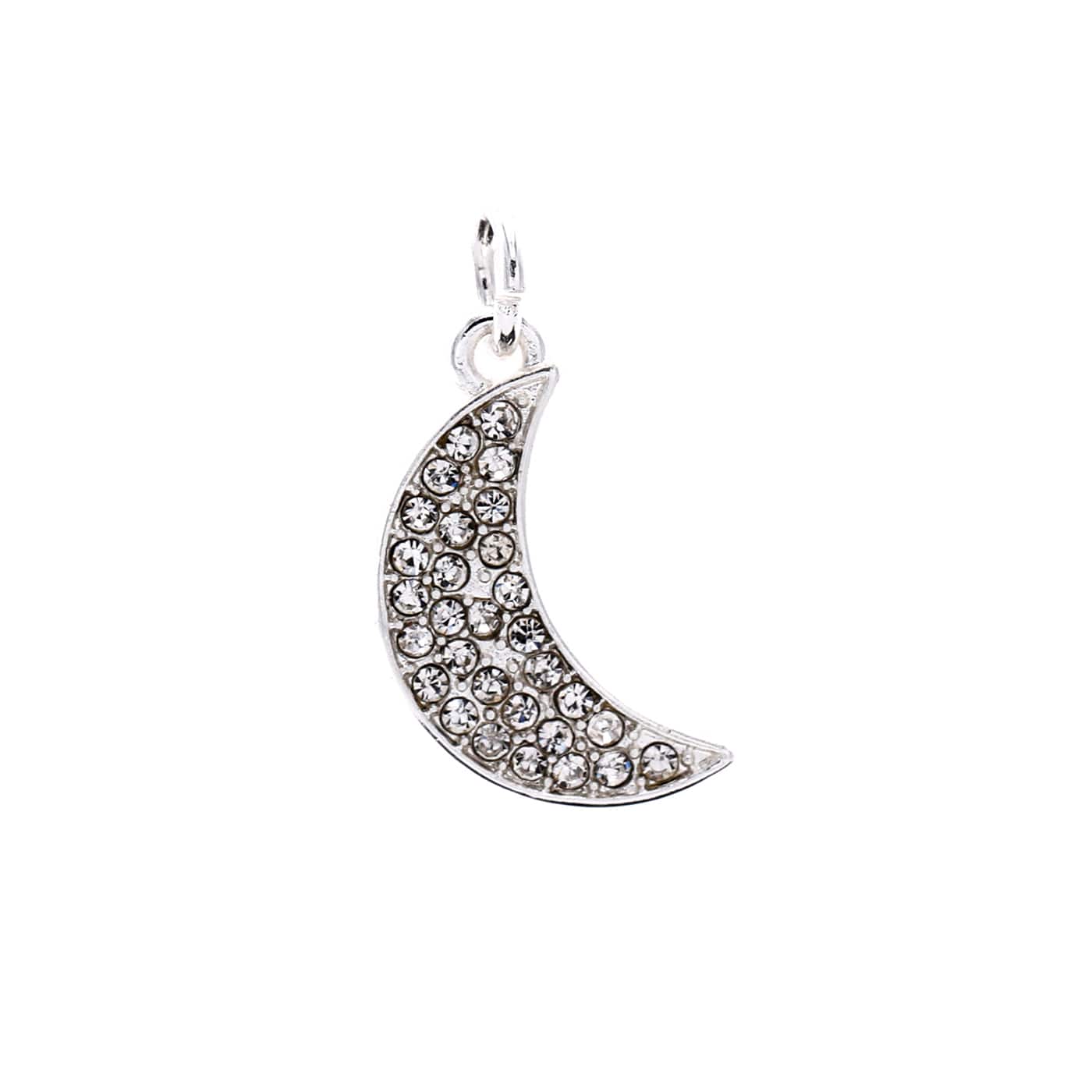 Charmalong™ Silver Plated Pavé Moon Charm by Bead Landing™