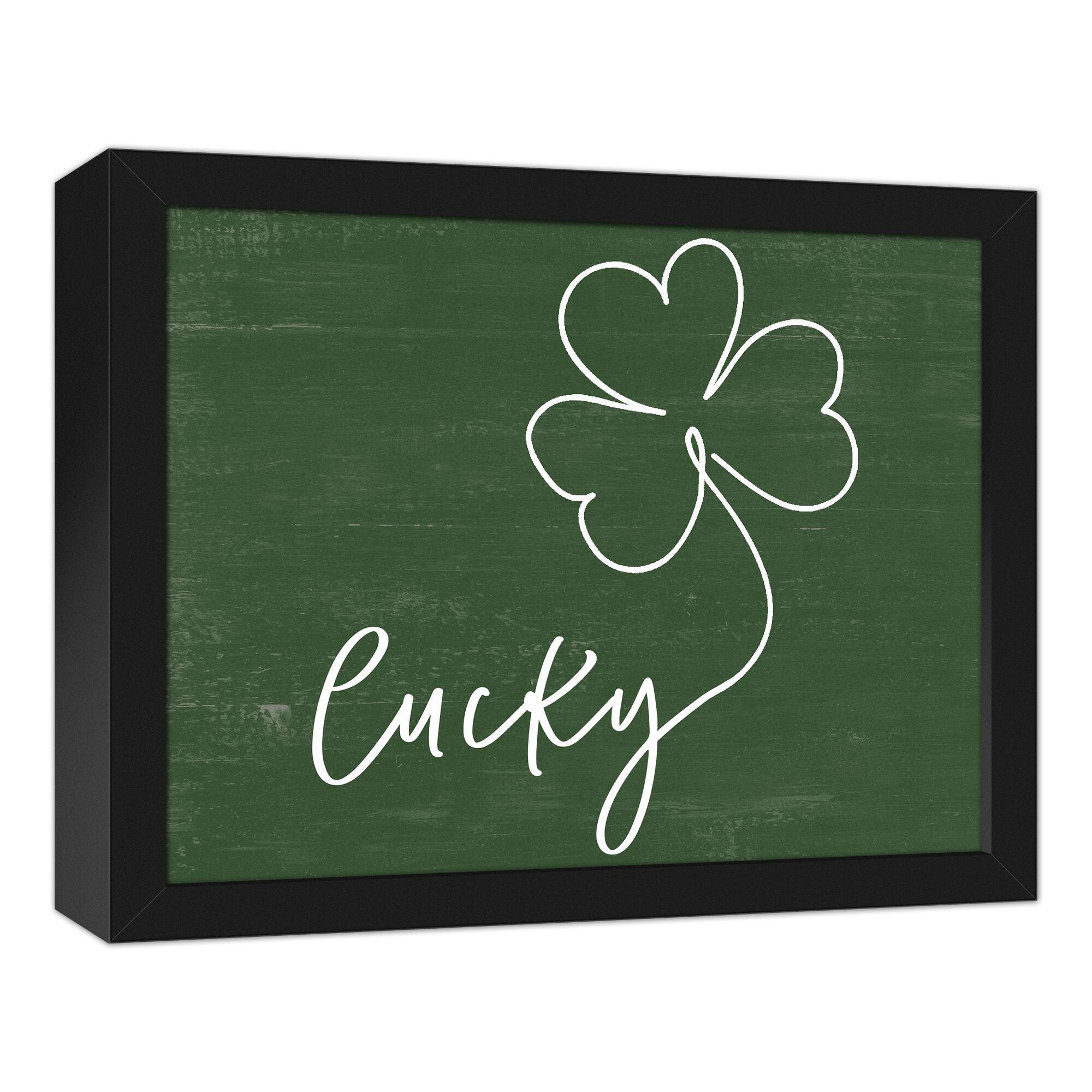 Lucky Script 15.73&#x22; x 12.73&#x22; Black Framed Canvas