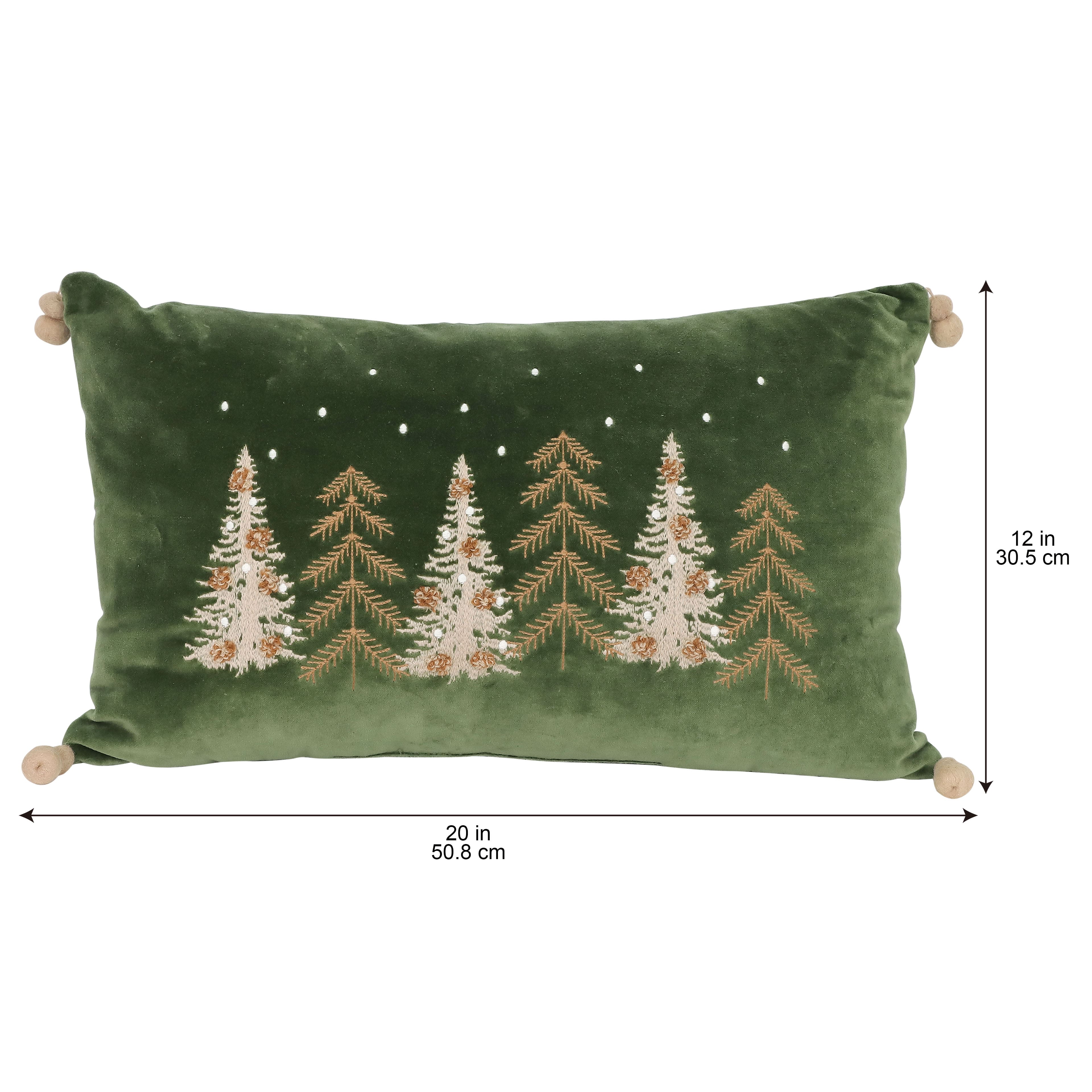 20&#x22; x 12&#x22; Green Embroidered Trees Lumbar Throw Pillow by Ashland&#xAE;