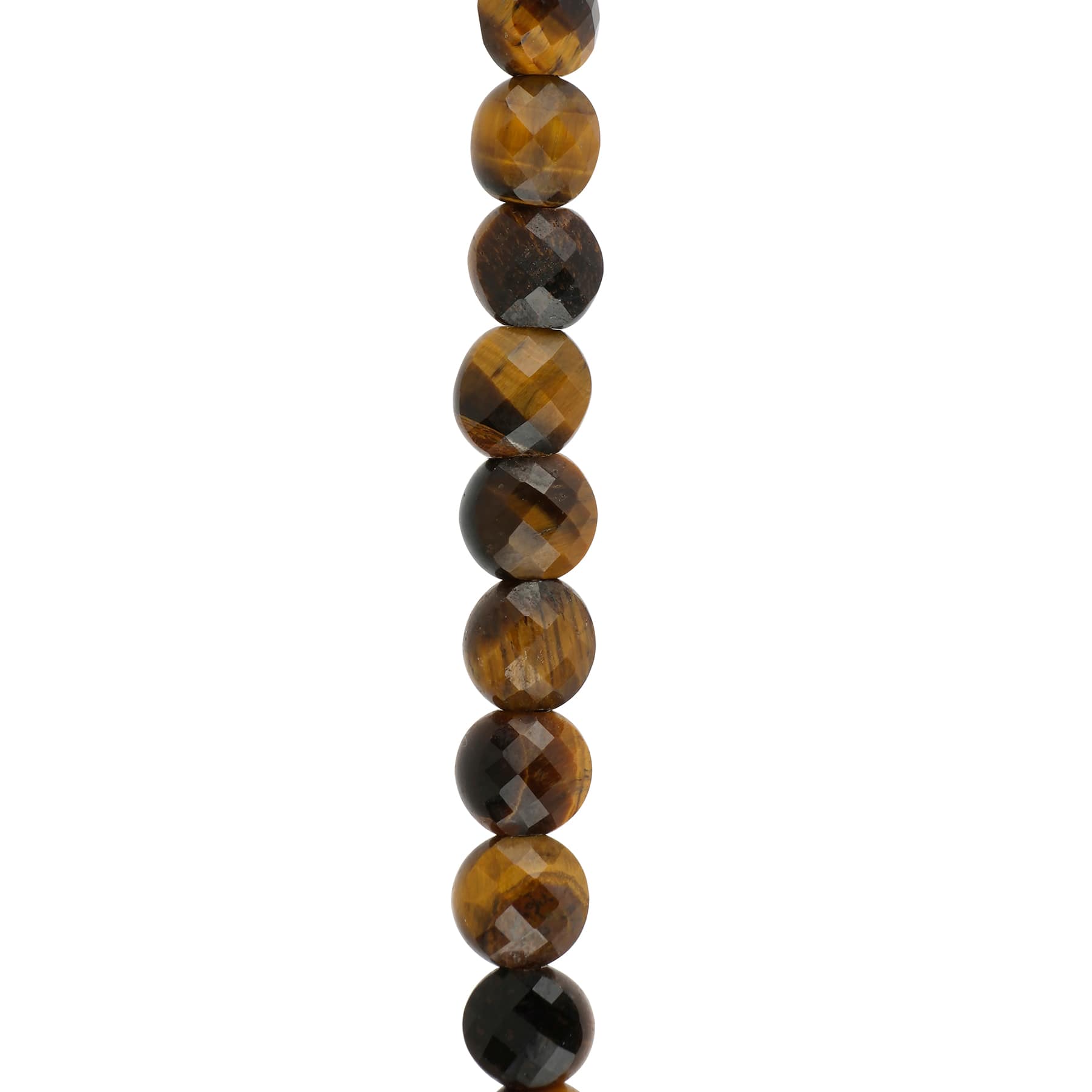 12 Pack: Yellow Tiger's Eye Faceted Coin Beads by Bead Landing™