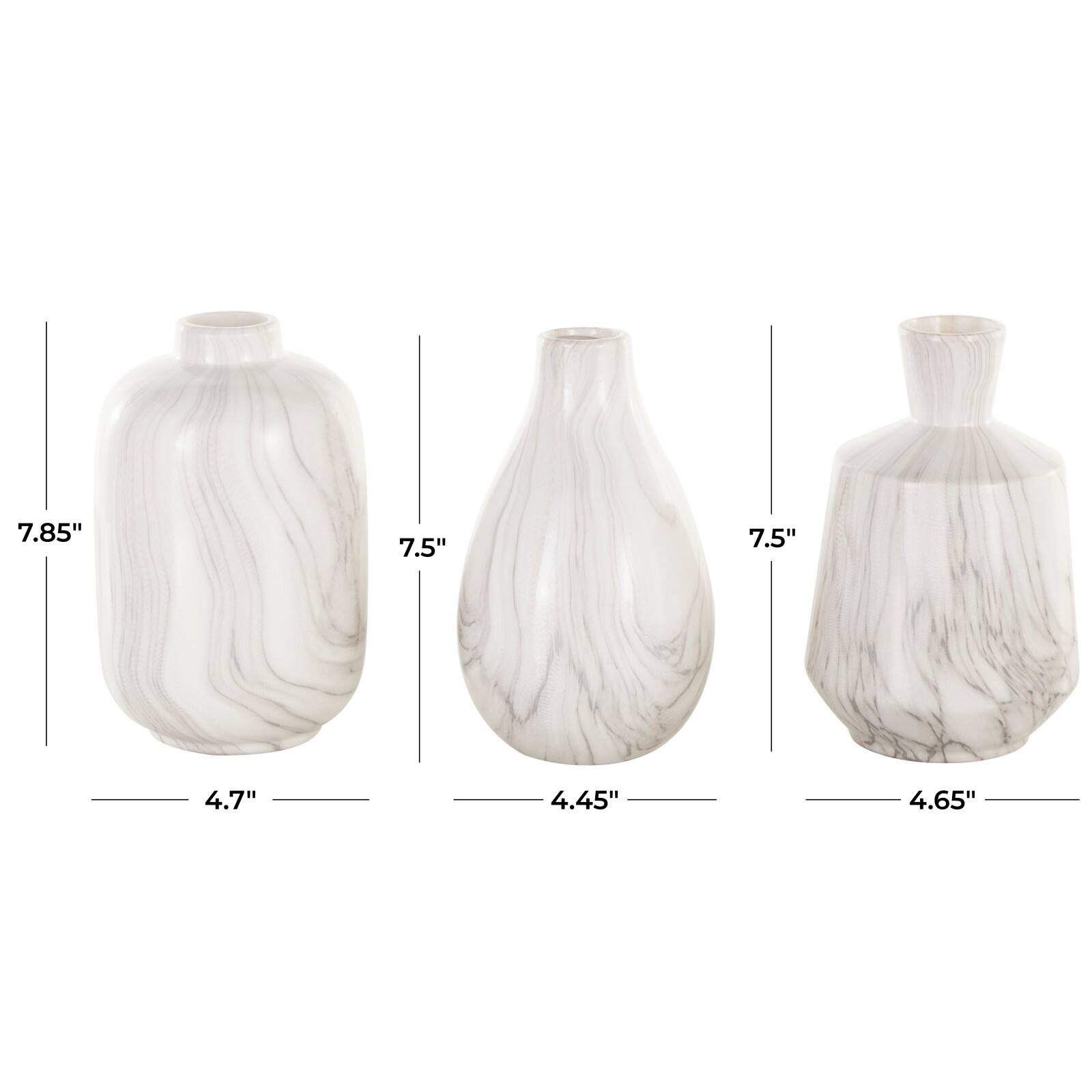 White Ceramic Marble Inspired Vase Set