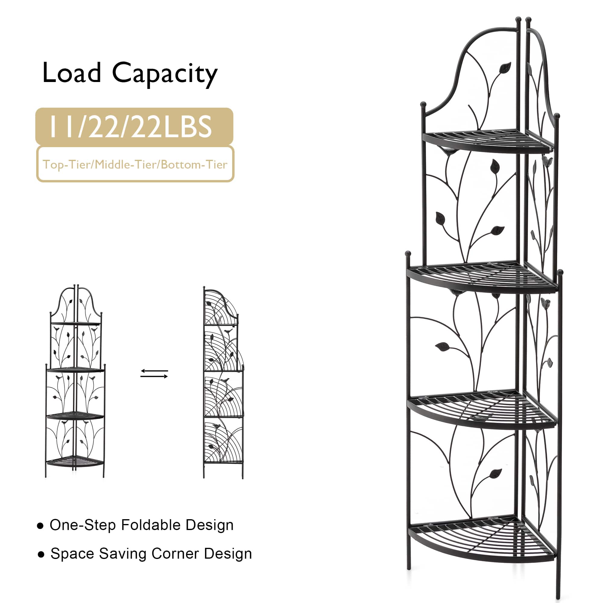 Glitzhome&#xAE; 4ft. Metal 4-Tiered Corner Shelf Stand