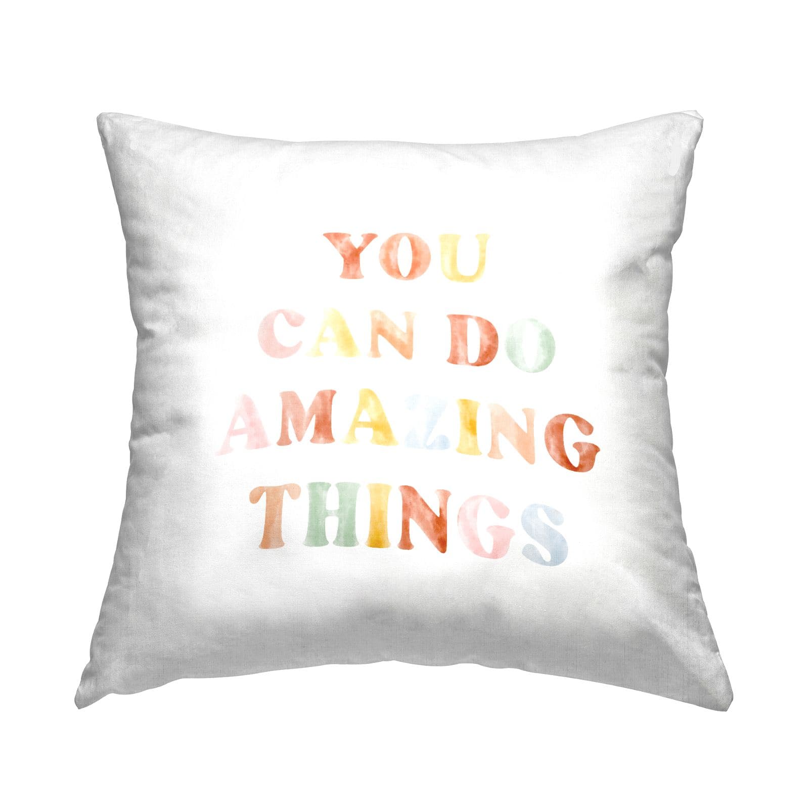 Stupell Industries Amazing Things Alternating Pastels Motivational Phrase Throw Pillow, 18" x 18"