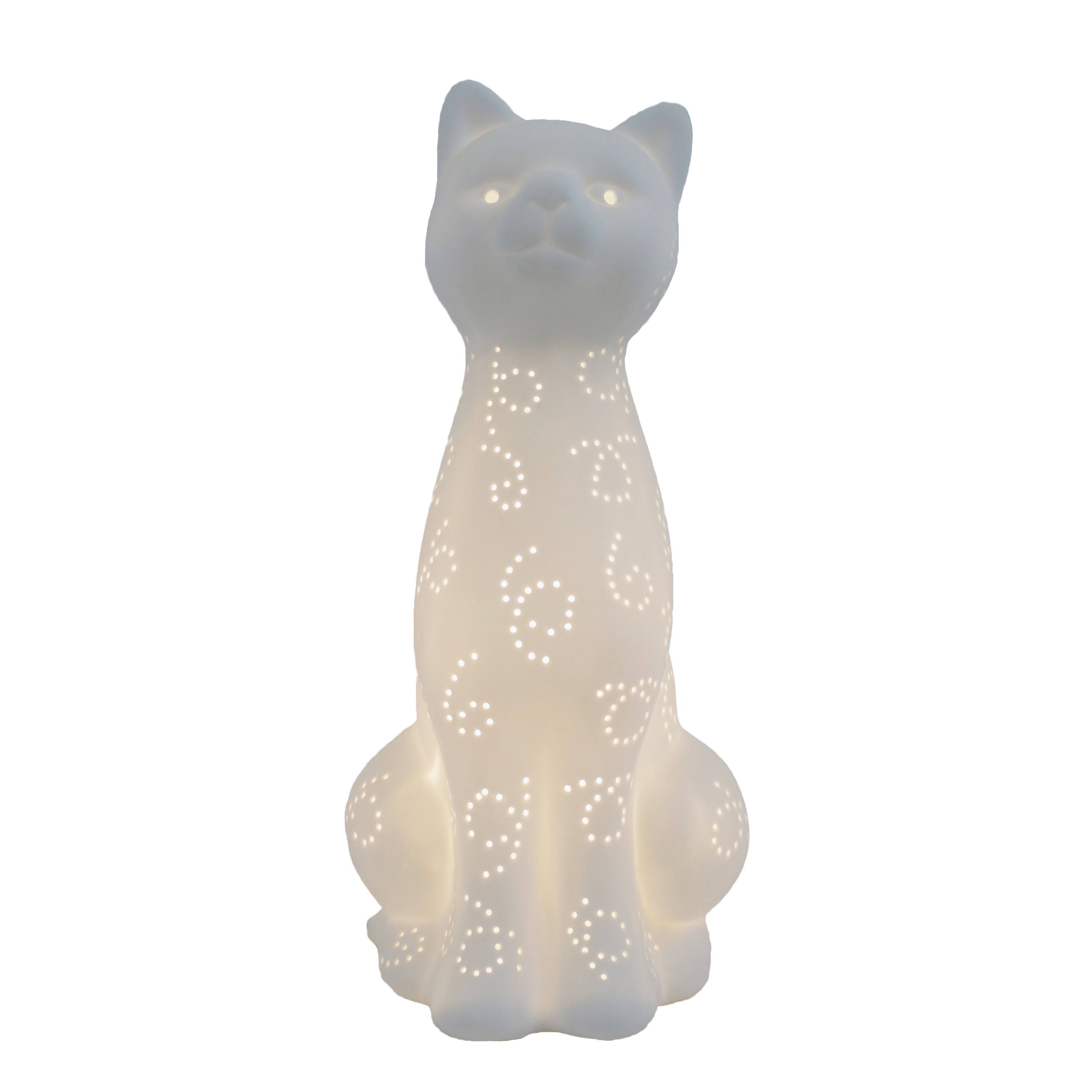 Simple Designs Porcelain Kitty Cat Shaped Animal Light Table Lamp