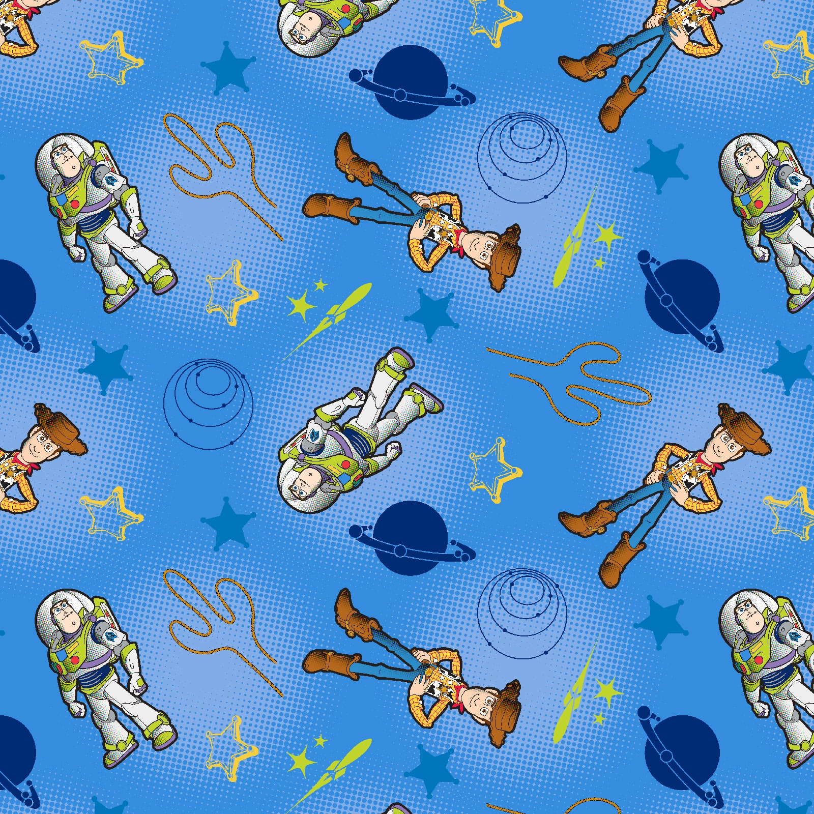 Purchase the Disney Pixar Toy Story Buzz & Woody Blue Cotton Fabric at