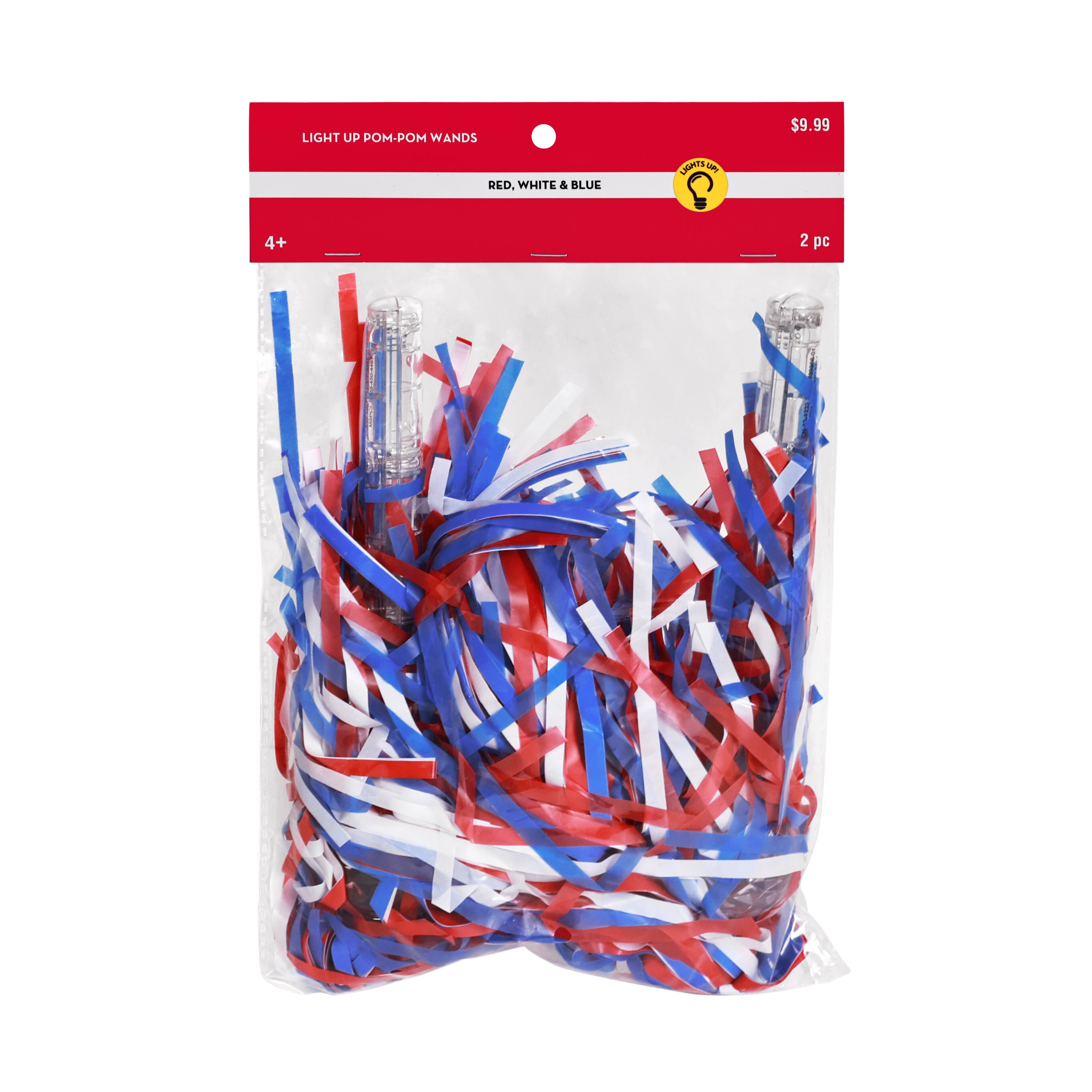 Red, White & Blue Light Up Pom Pom Wands, 2ct. by Creatology™