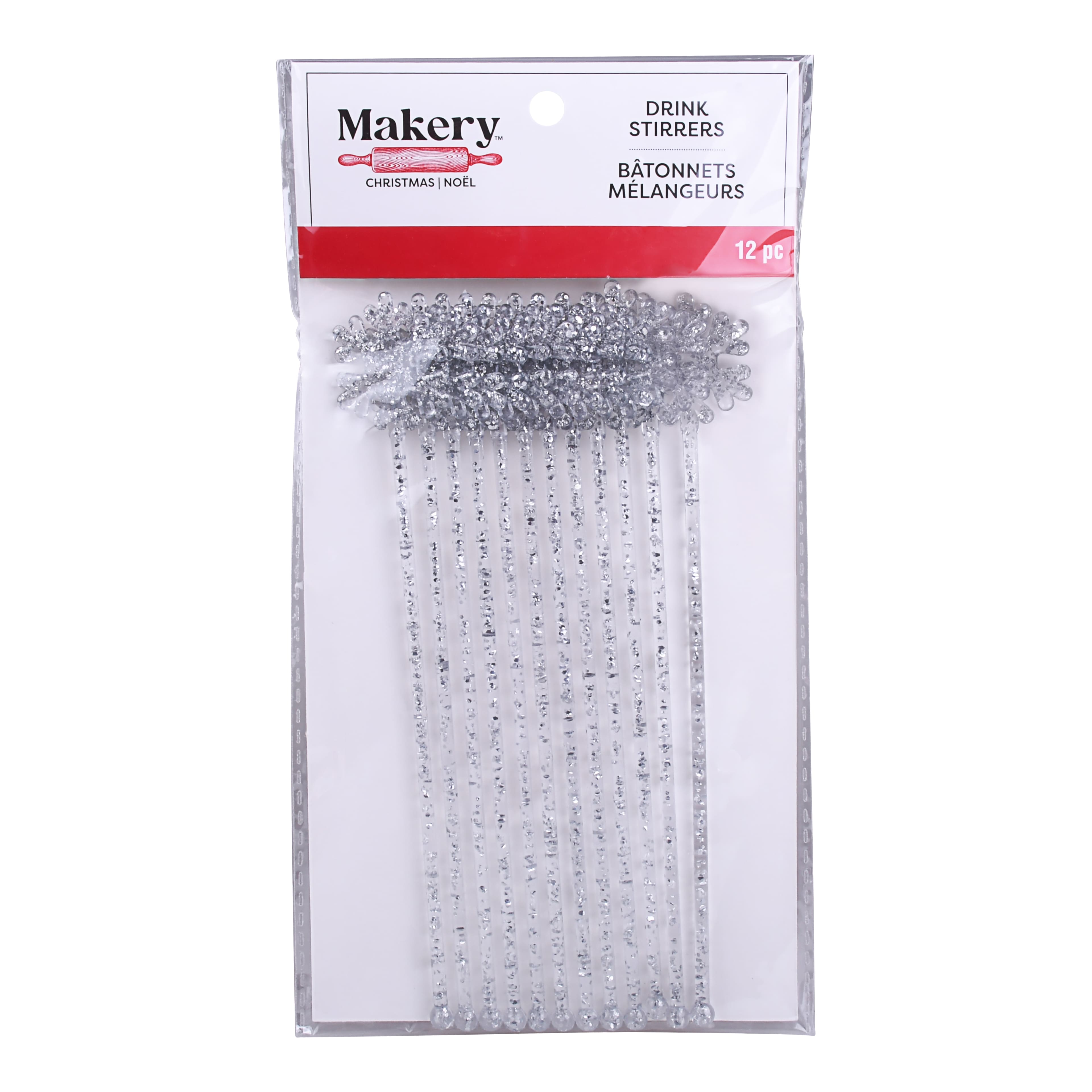 7" Glitter Snowflake Drink Stirrers, 12ct. by Makery™