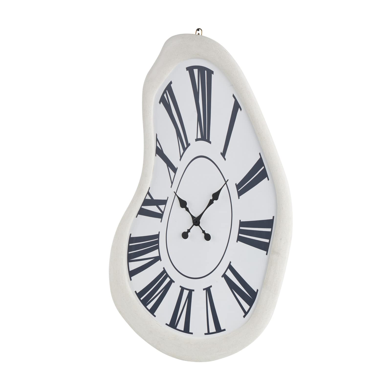 40" x 24" White Wooden Wavy Decorative Wall Clock with Roman Numerals