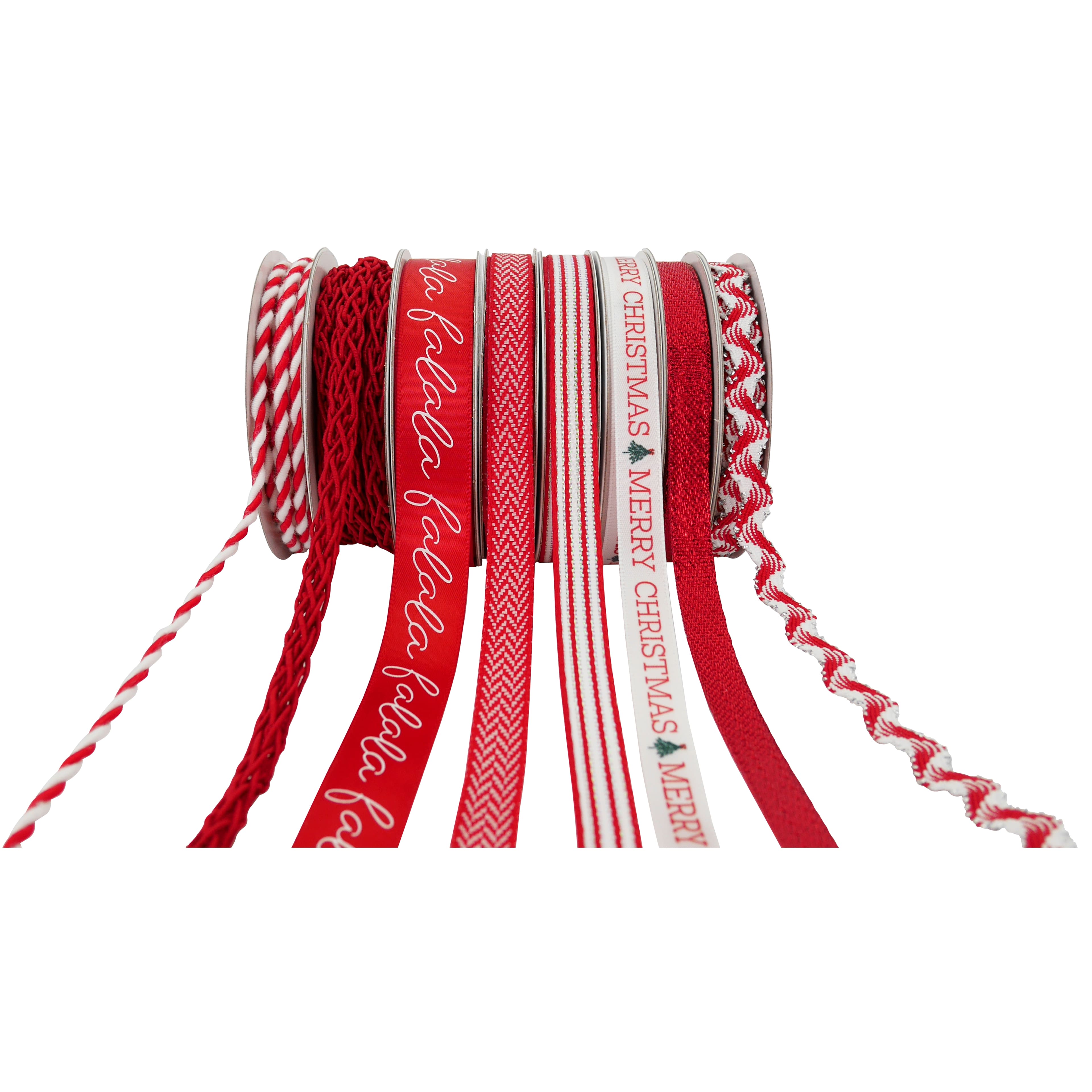 8ft. Red &#x26; White Value Pack Ribbon by Celebrate It&#xAE; Christmas