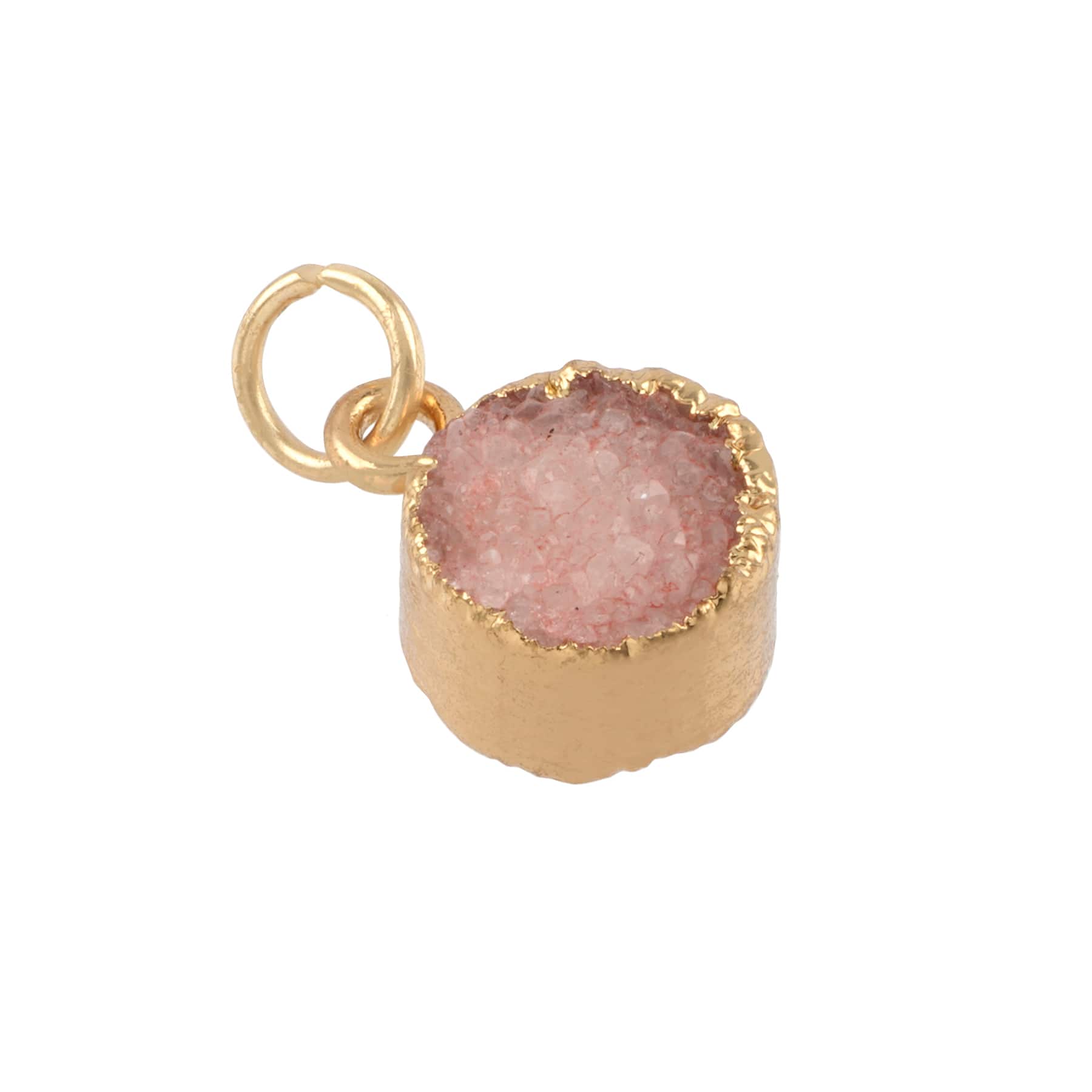 12 Pack: Round Blush Dyed Quartz Charm by Bead Landing™