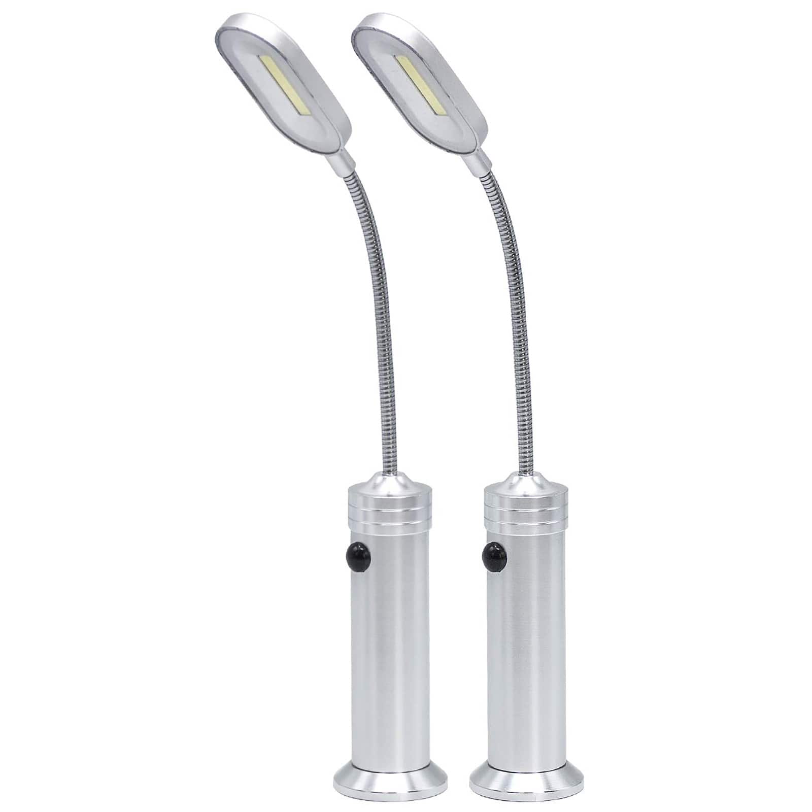 Sorbus Metallic Silver LED Magnetic Base Light, 2ct.