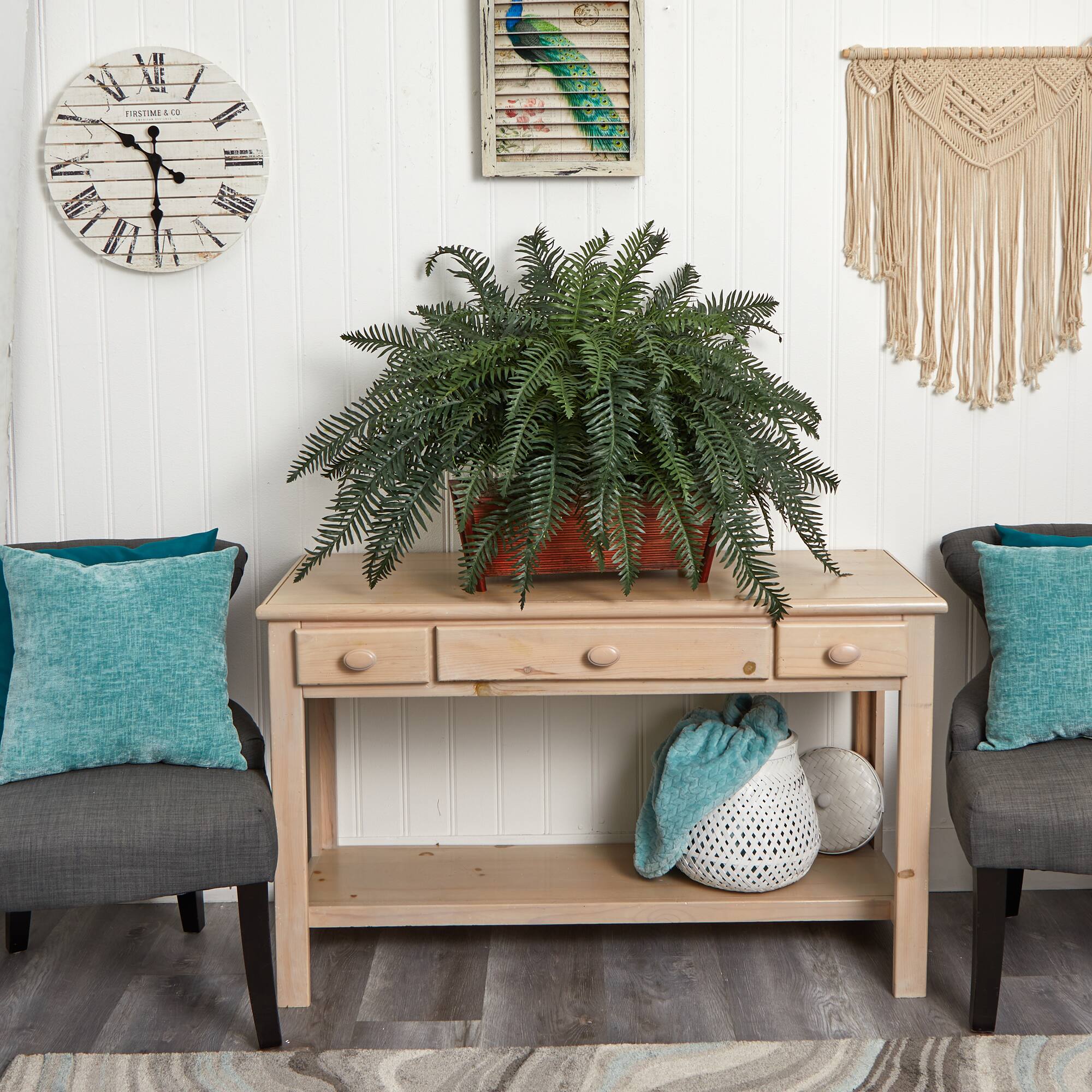 2.5ft. River Fern in Wood Planter