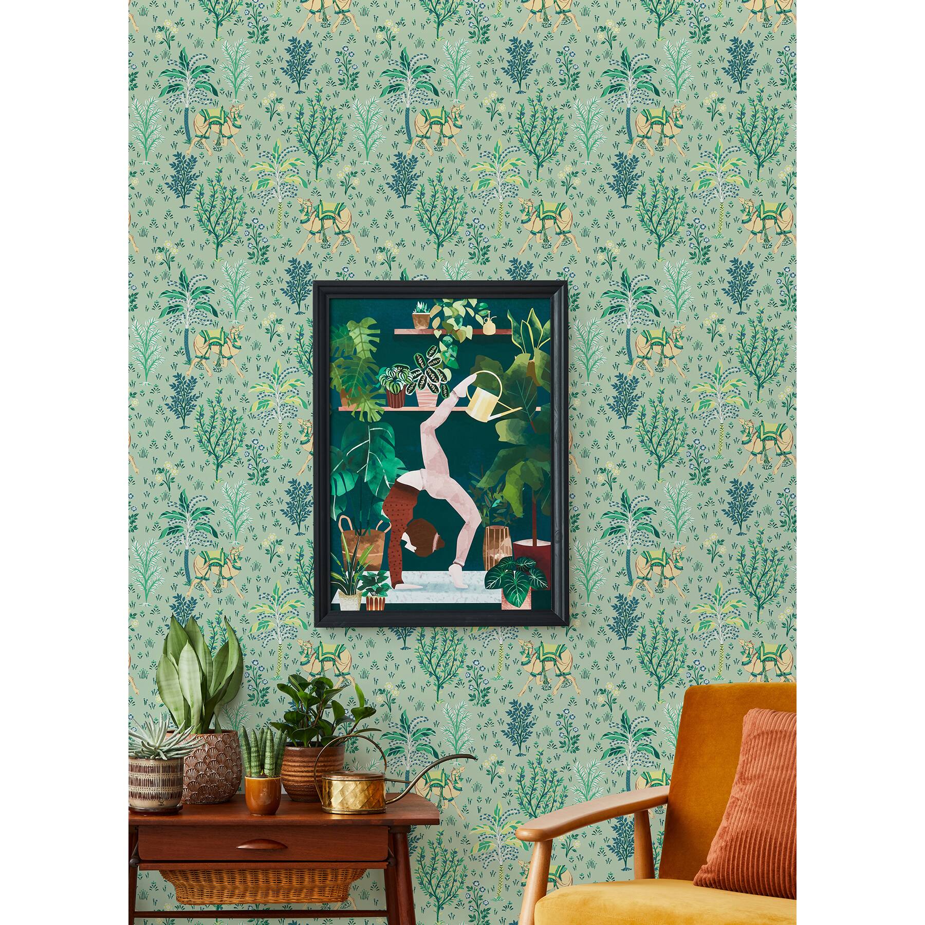 NuWallpaper PrintFresh Avocado Camel&#x27;s Courtyard Peel &#x26; Stick Wallpaper