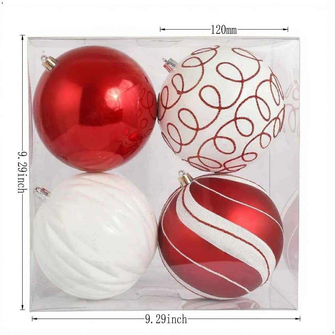 Assorted 4 Pack 4.5&#x22; Red &#x26; White Shatterproof Ball Ornaments by Ashland&#xAE;
