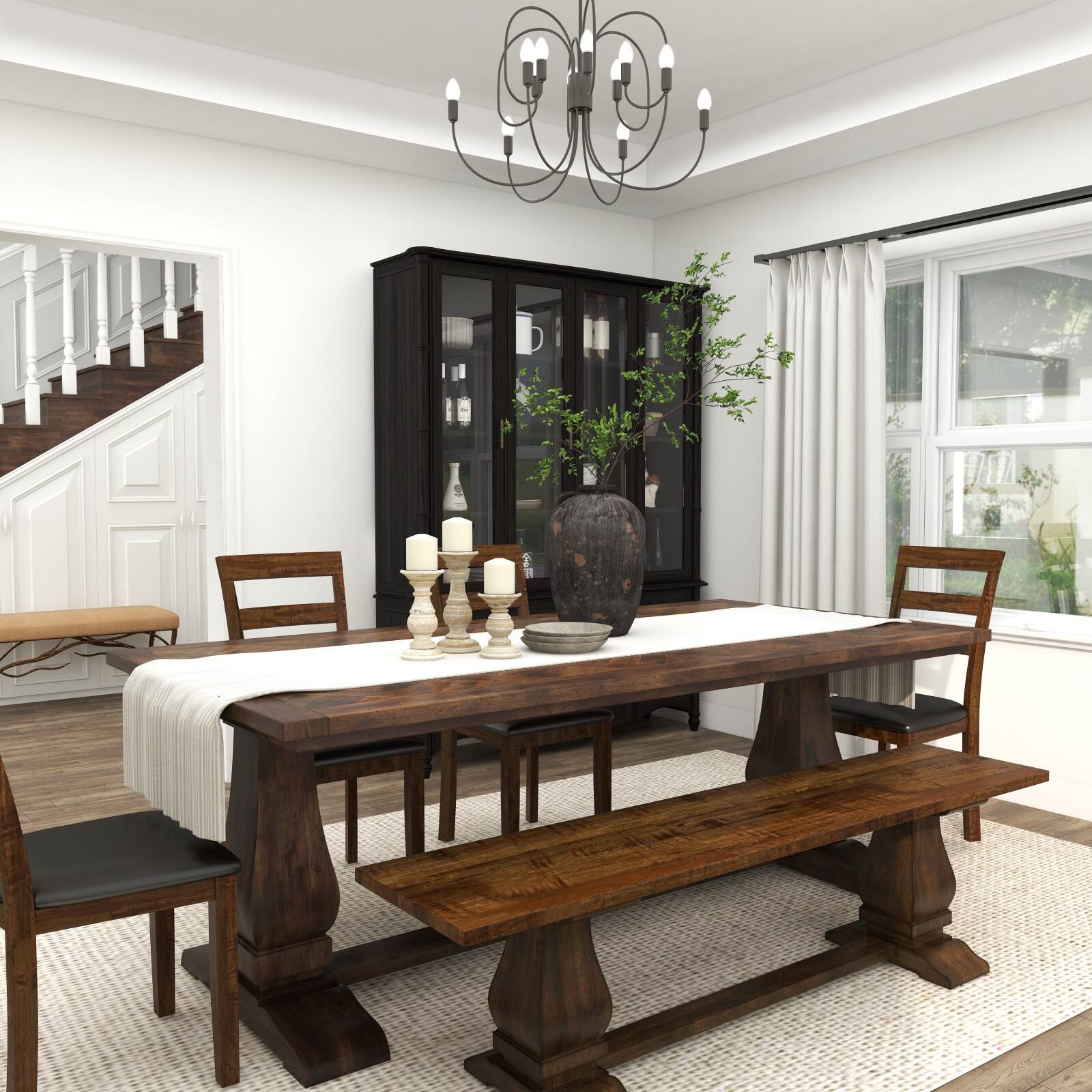 Mango Wood Traditional Candle Holder Set