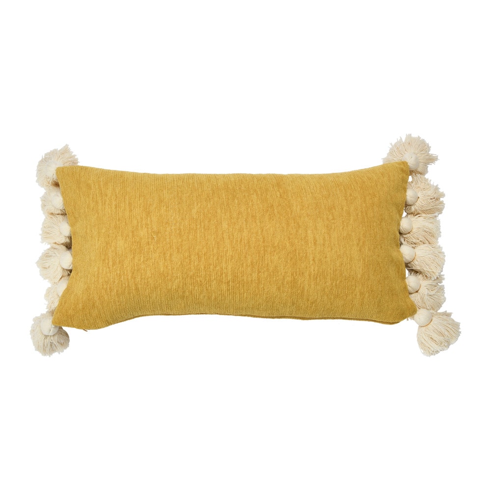 Hello Honey&#xAE; Yellow Chenille Lumbar Pillow with Tassels