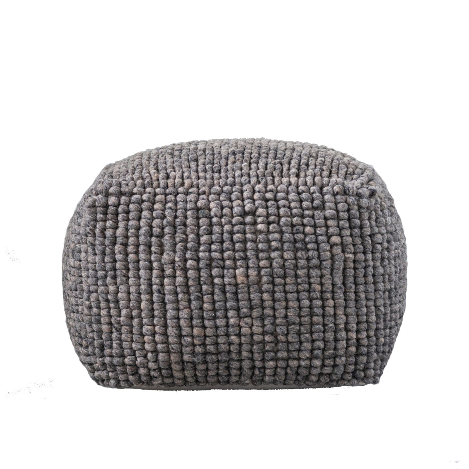 24&#x22; Gray Square Wool Blend Textured Pouf