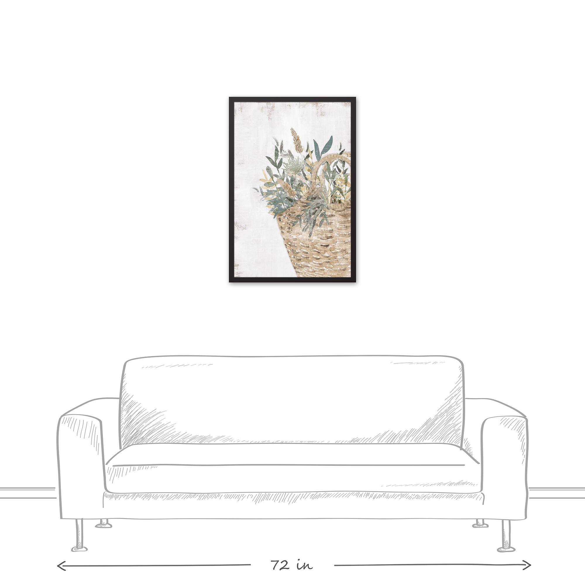 Jewel Flower Basket 20&#x22; x 30&#x22; Black Framed Canvas