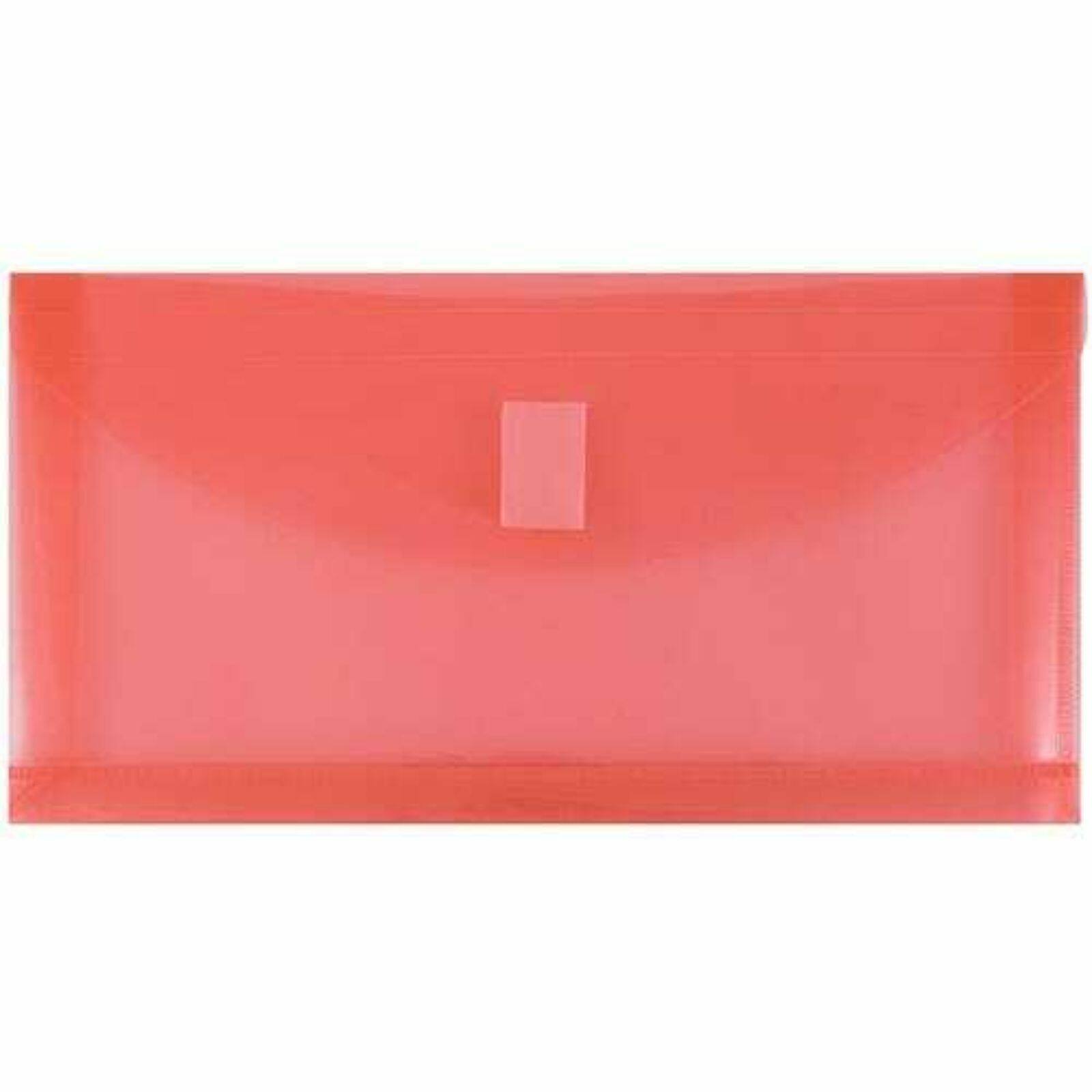JAM Paper 5.25" x 10" Red PlaHook & Loop Closure Booklet Envelopes with 1.25" Expansion, 108ct.