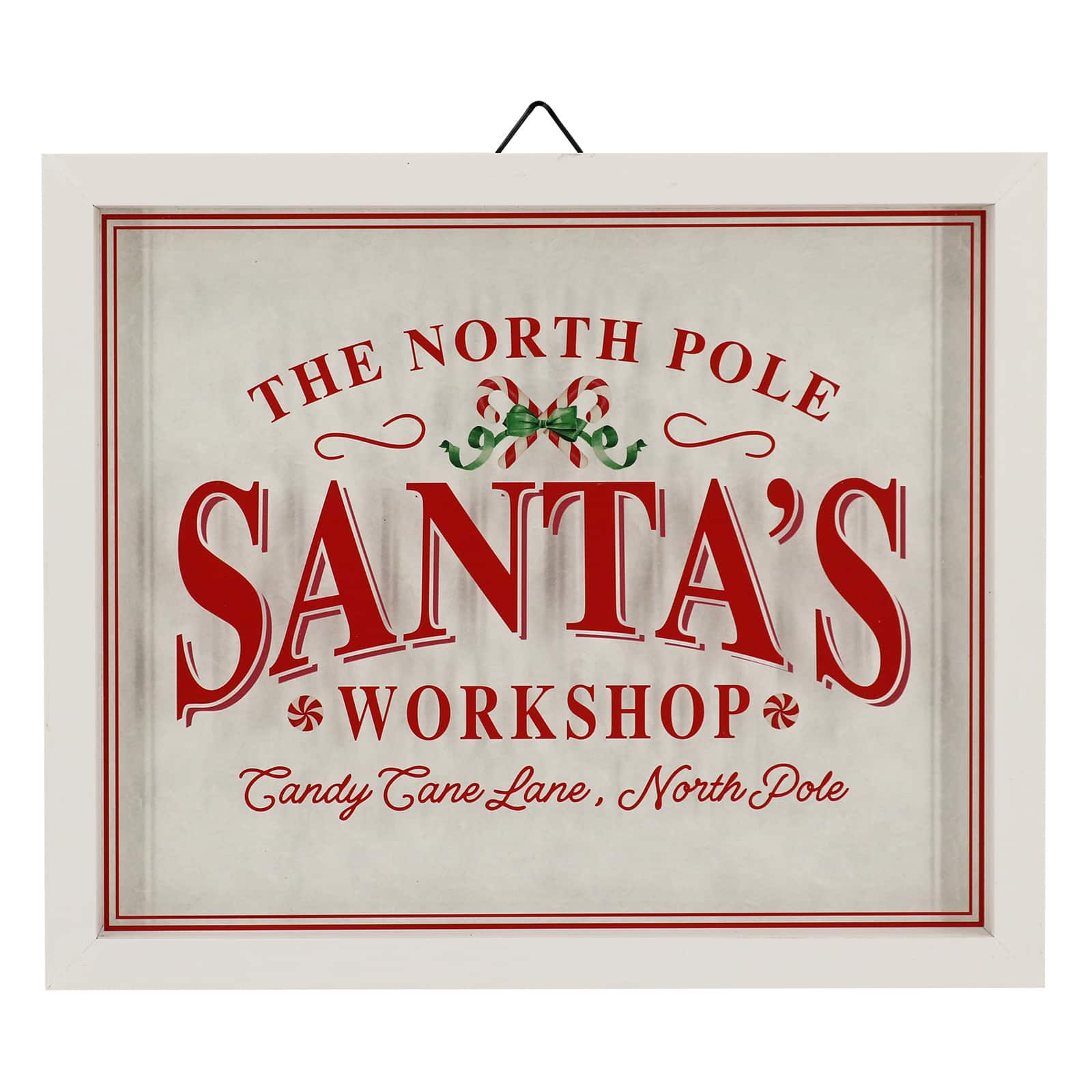 12&#x22; Red &#x26; White Santa&#x27;s Workshop Wall D&#xE9;cor by Ashland&#xAE;