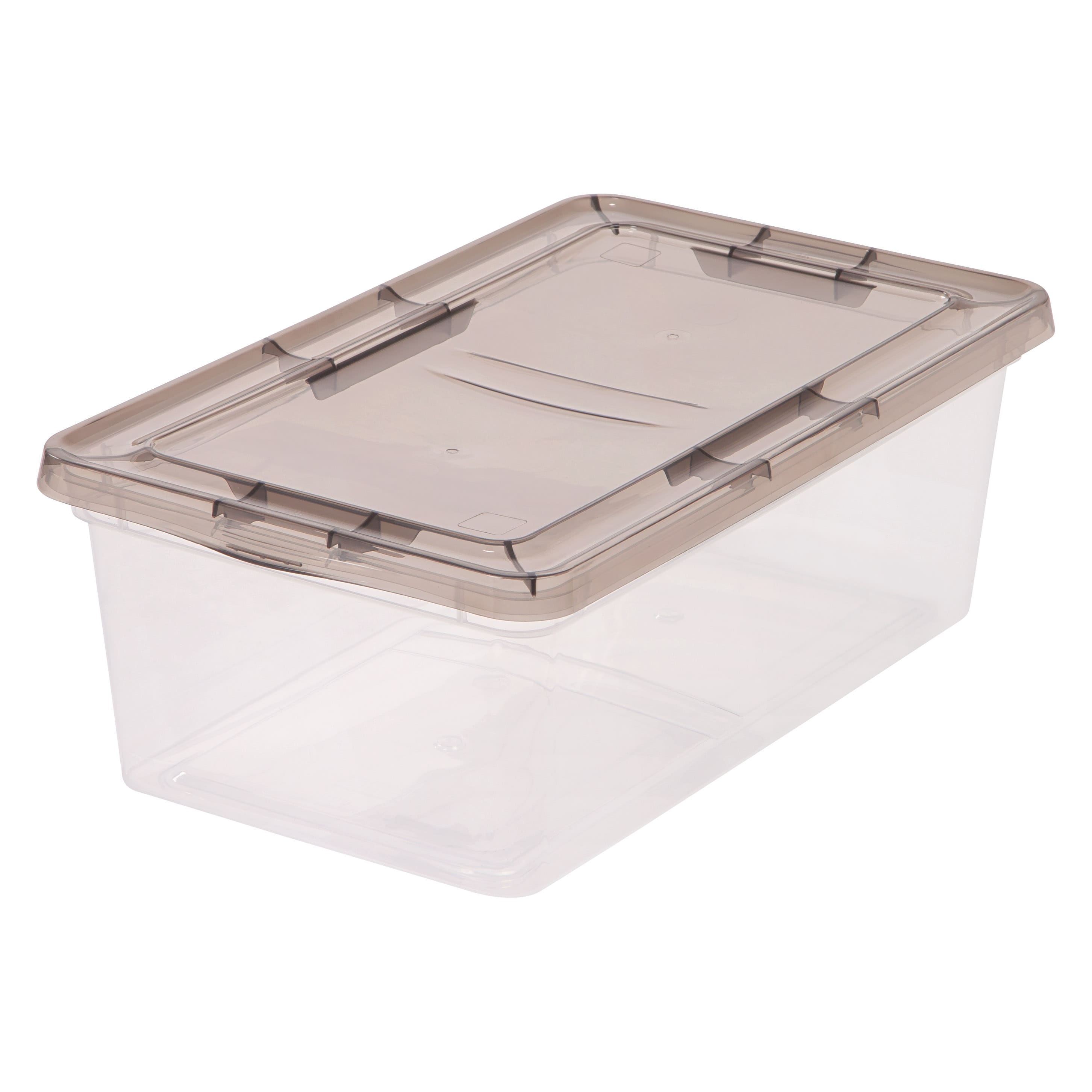 Iris 3.6 gal. Snap Top Plastic Storage Box in Clear with Gray Lid (6-pack)