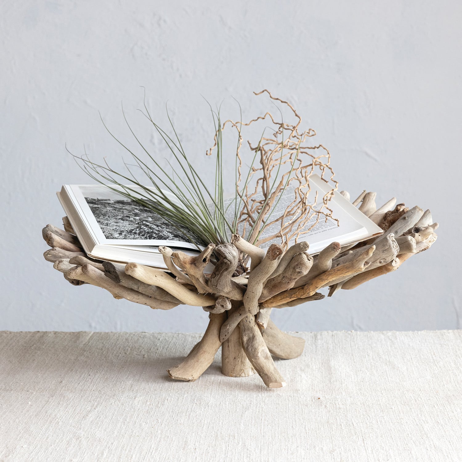 Hello Honey&#xAE; 18&#x22; Natural Round Handmade Driftwood Footed Tray