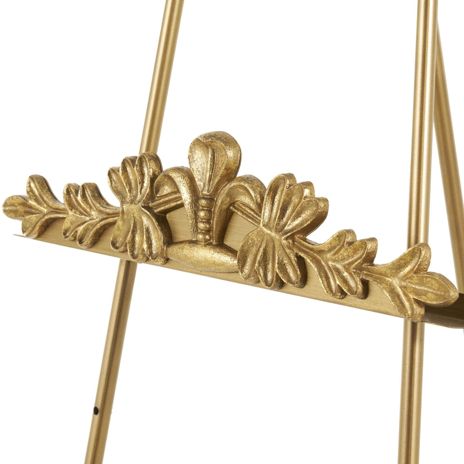 63" Gold Metal Arched Foldable 2-Tier Display Easel with Vine Emblem