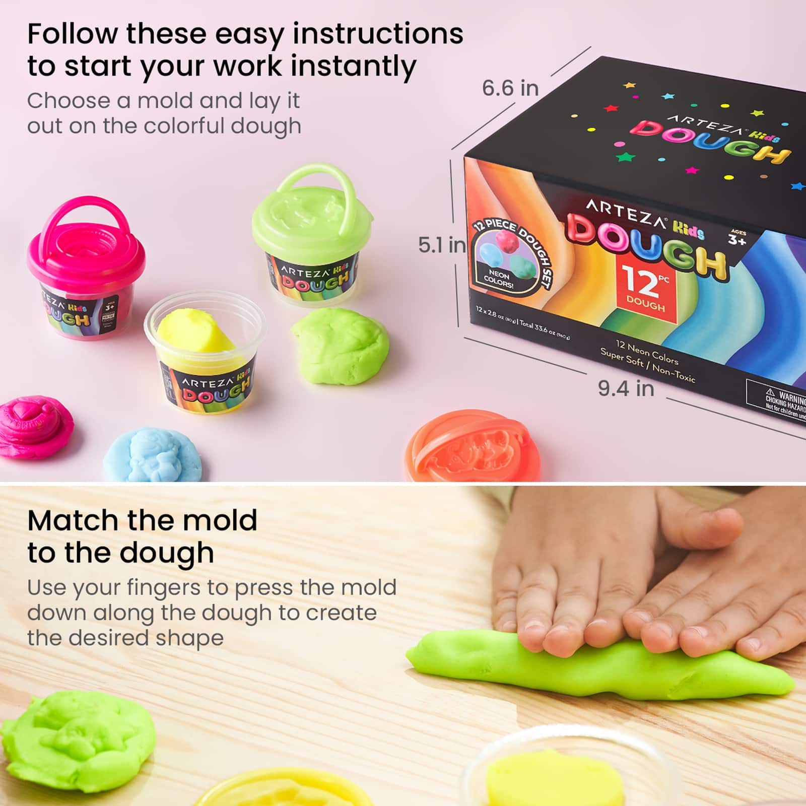 Arteza&#xAE; Kids 12 Piece Neon Colors Dough Set