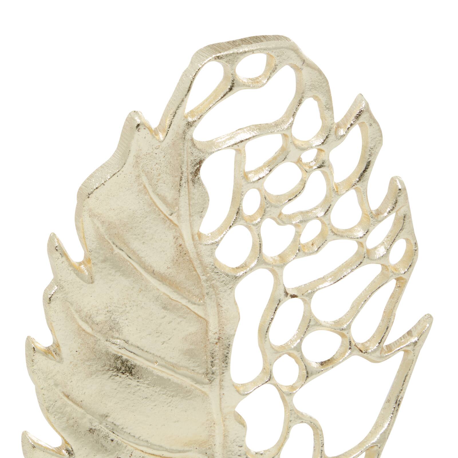 Gold Aluminum Glam Leaf Sculpture Set