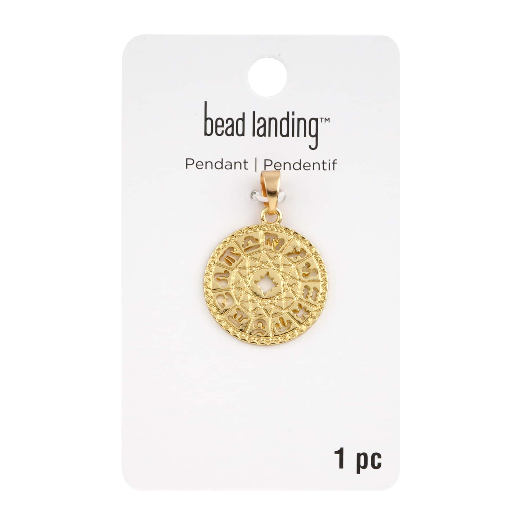 Gold Round Zodiac Pendant by Bead Landing&#x2122;