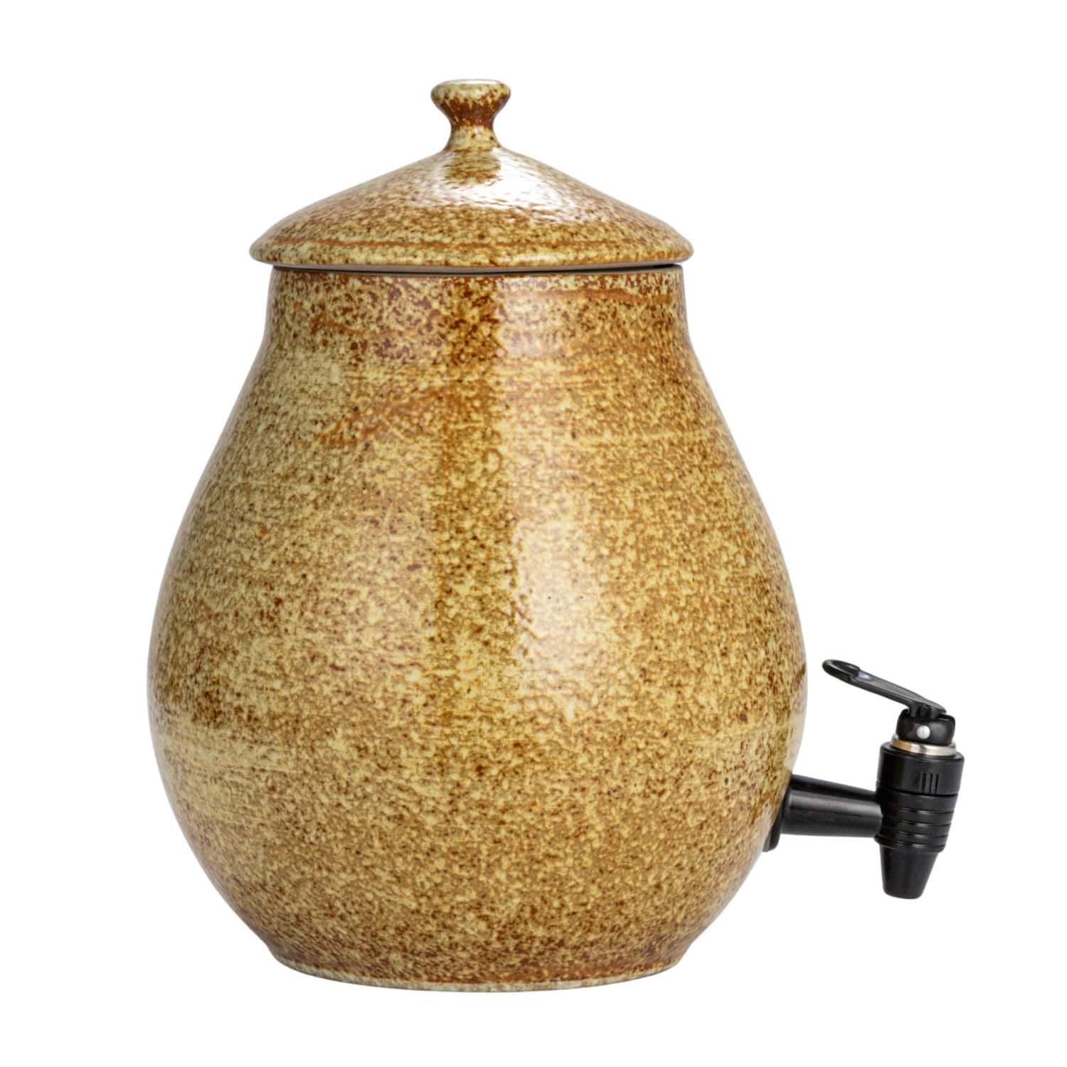 Hello Honey® 5qt. Brown Round Stoneware Beverage Dispenser with Lid