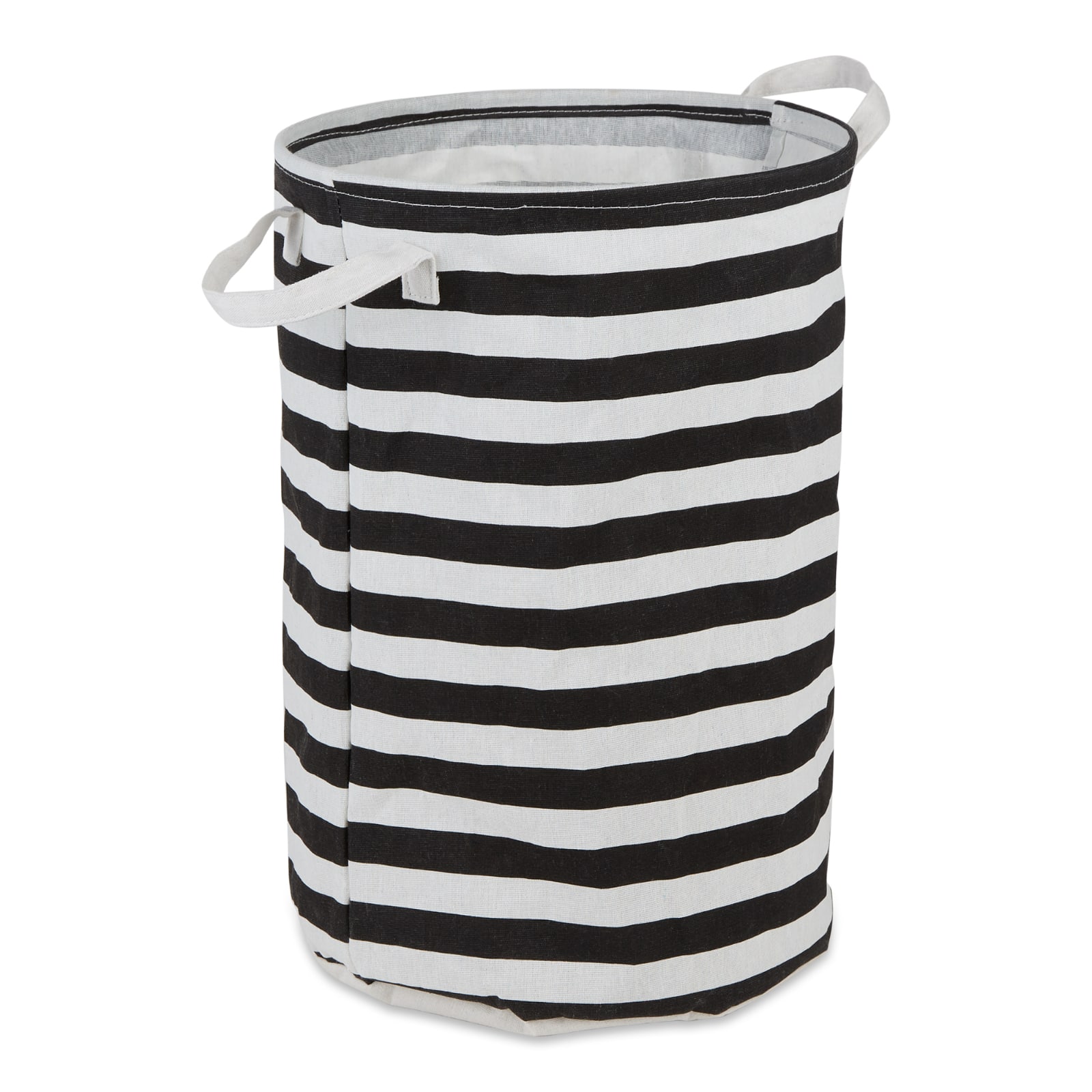DII® Round Stripes PE-Coated Cotton Polyester Laundry Hamper