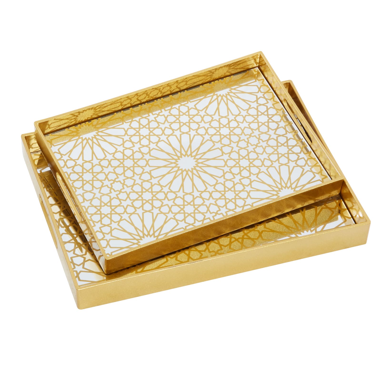 CosmoLiving by Cosmopolitan Gold Plastic Glam Decorative Tray Set