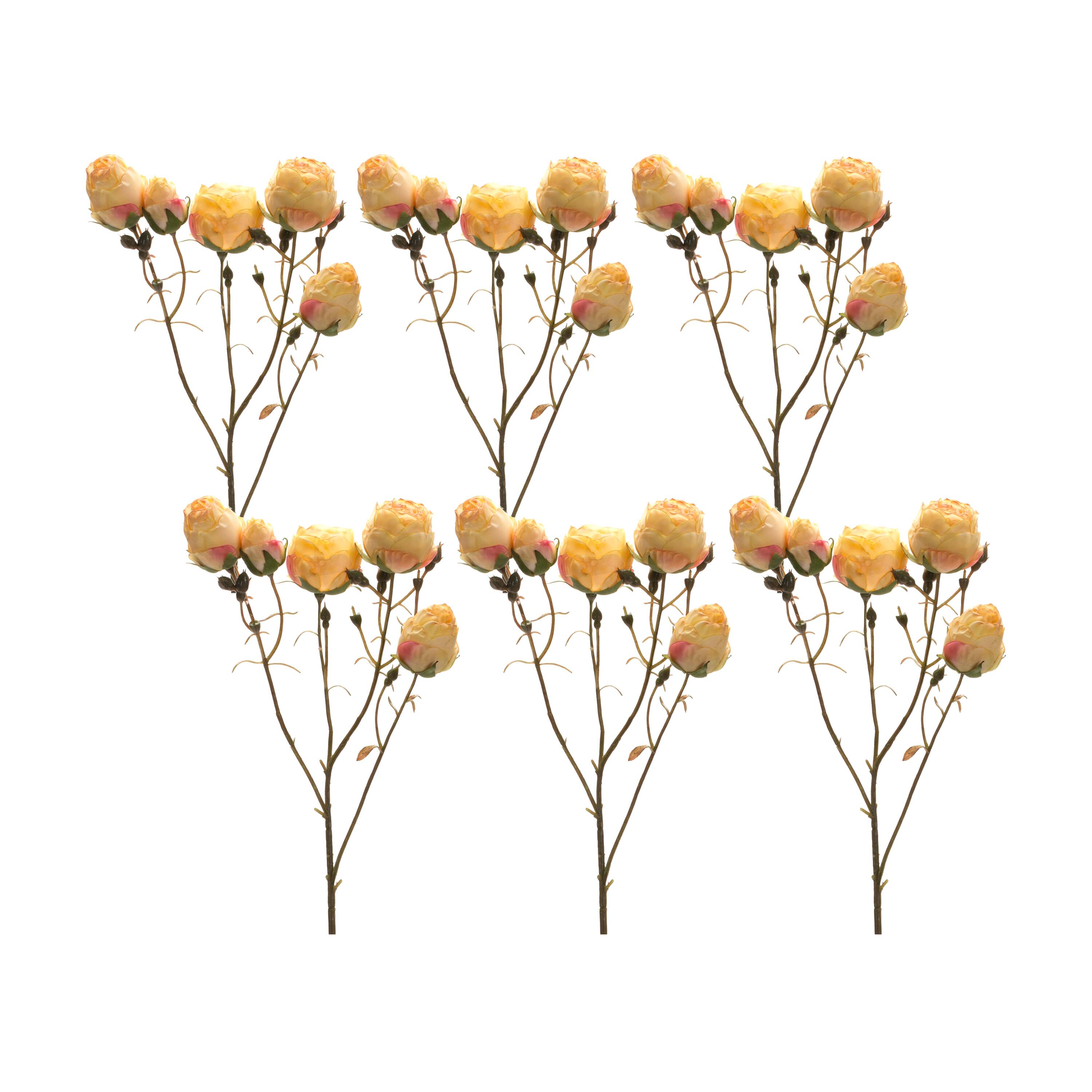 22&#x22; Blush Yellow Rose Bud Sprays, 6ct.