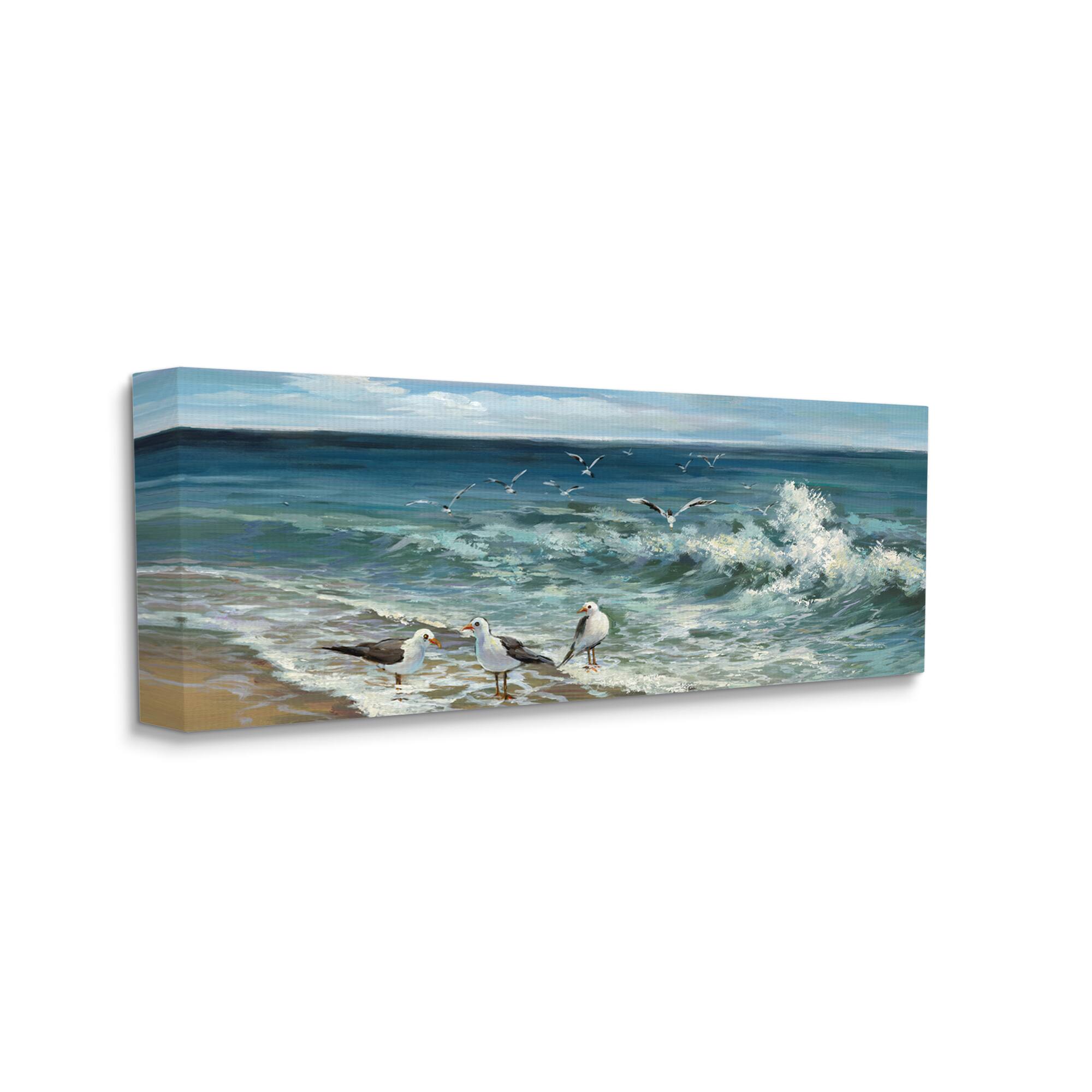 Stupell Industries White Caps on Incoming Tied Beach Seagulls Canvas Wall Art