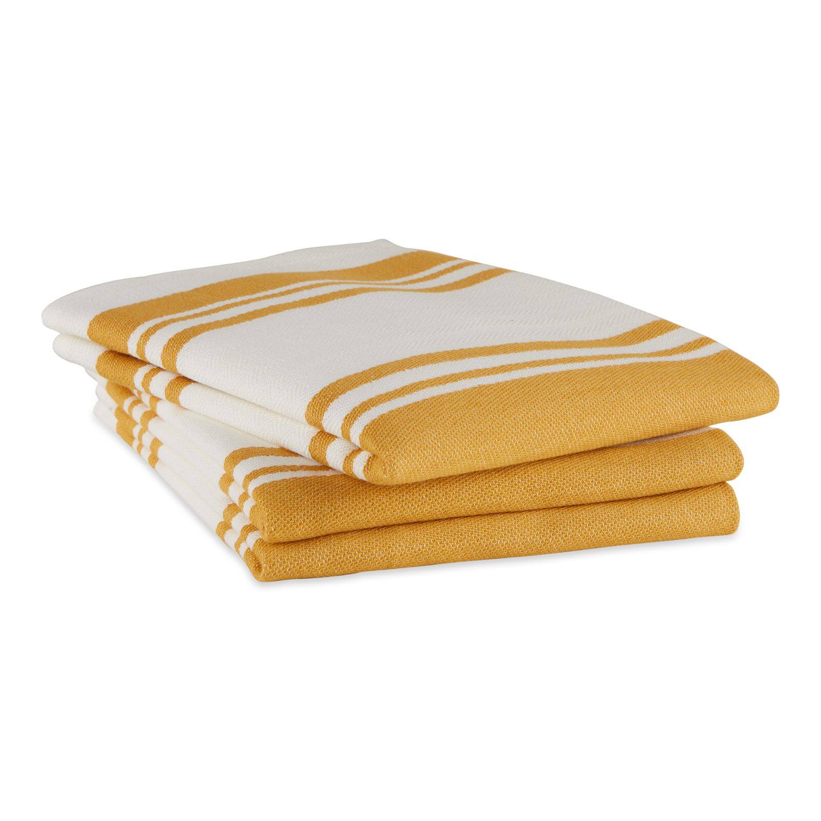 DII&#xAE; Honey Gold Chef Stripe Dish Towels, 3ct.
