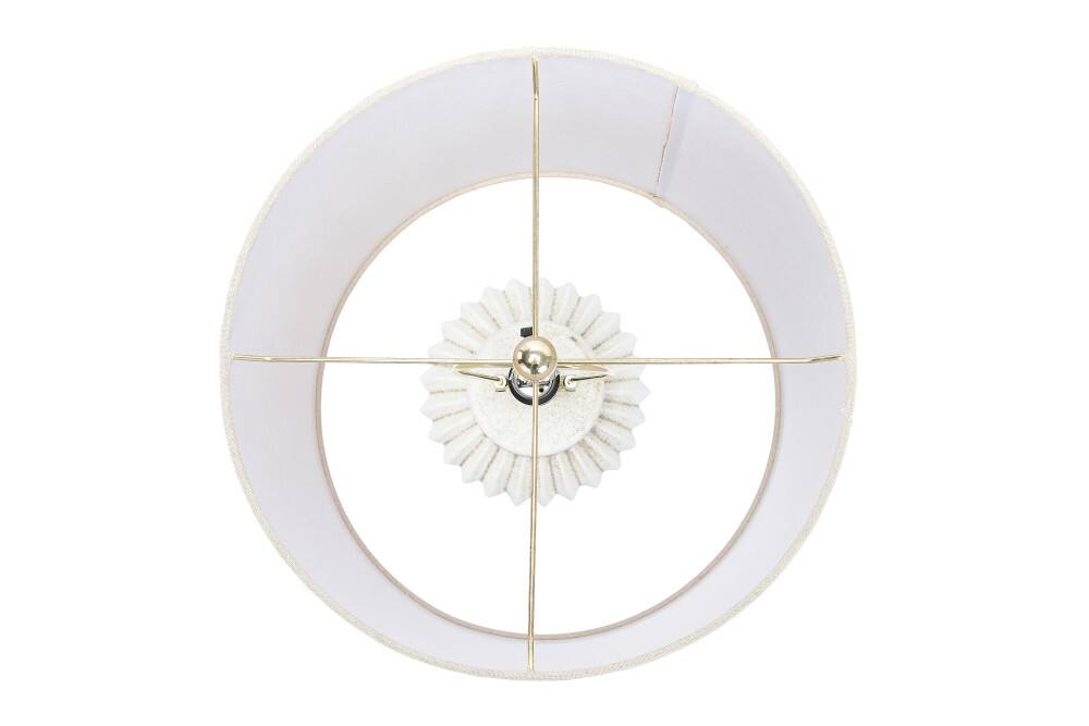 Hello Honey&#xAE; 22&#x22; Distressed White Finish Fluted Terracotta Table Lamp with Linen Shade