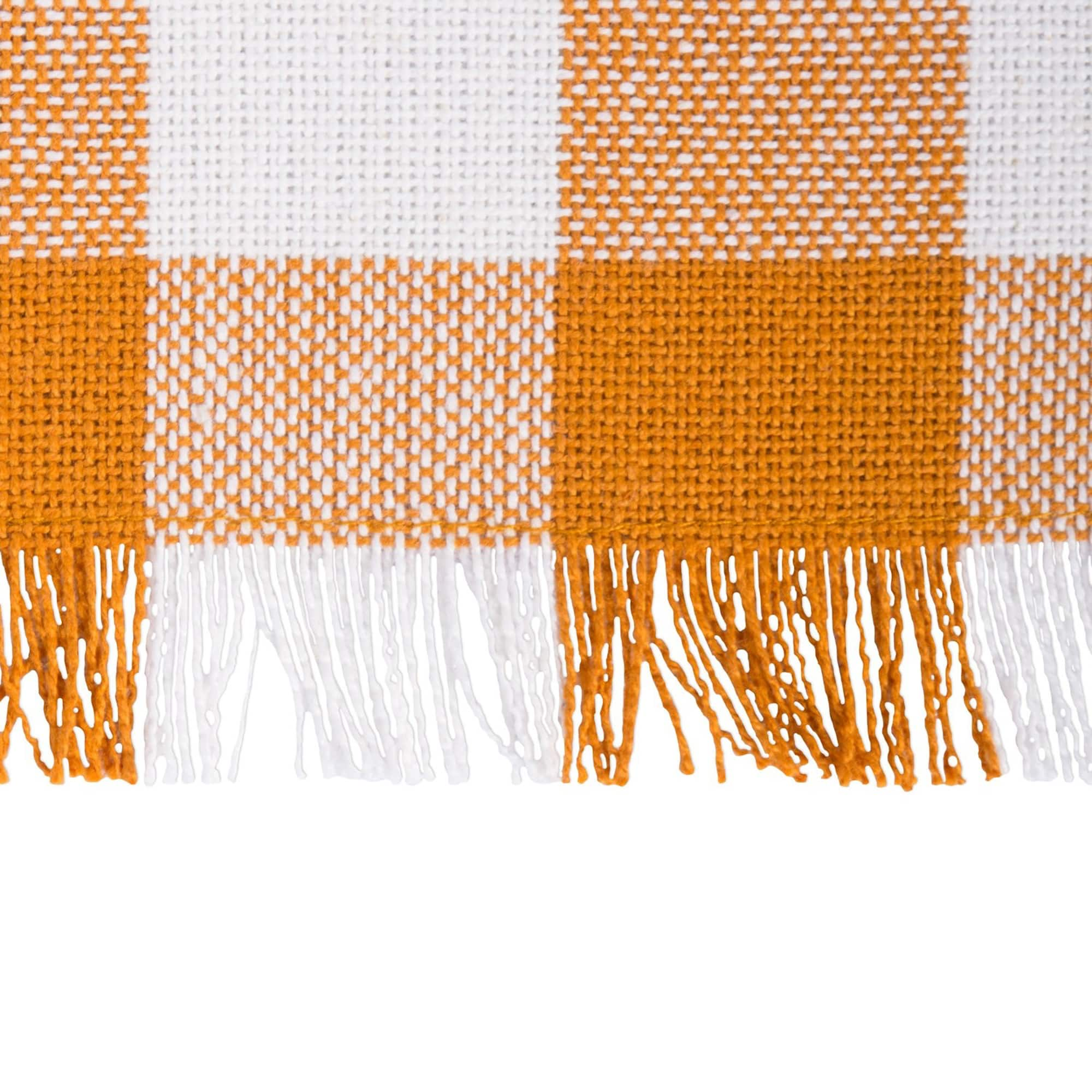 DII&#xAE; Pumpkin Spice Heavyweight Check Fringed Placemat Set