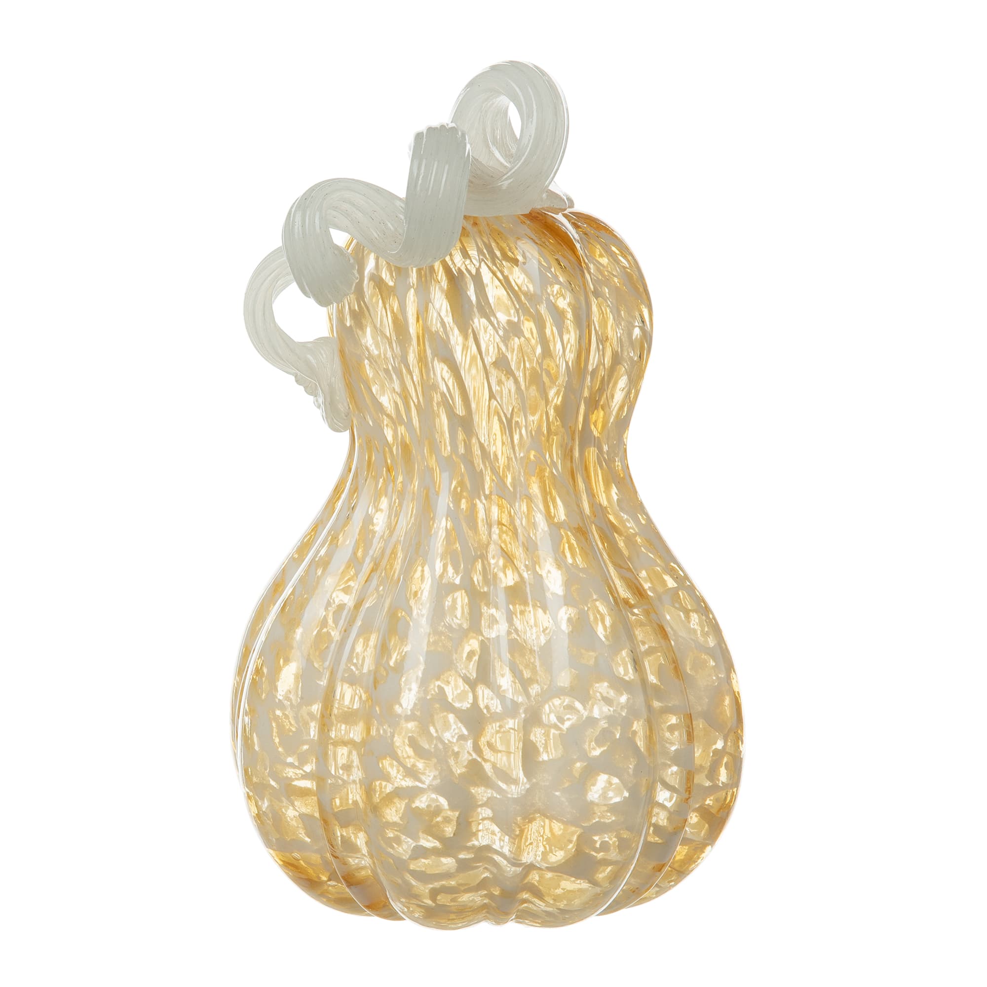 Glitzhome&#xAE; 8.5&#x22; Fall Amber Dots Glass Gourd