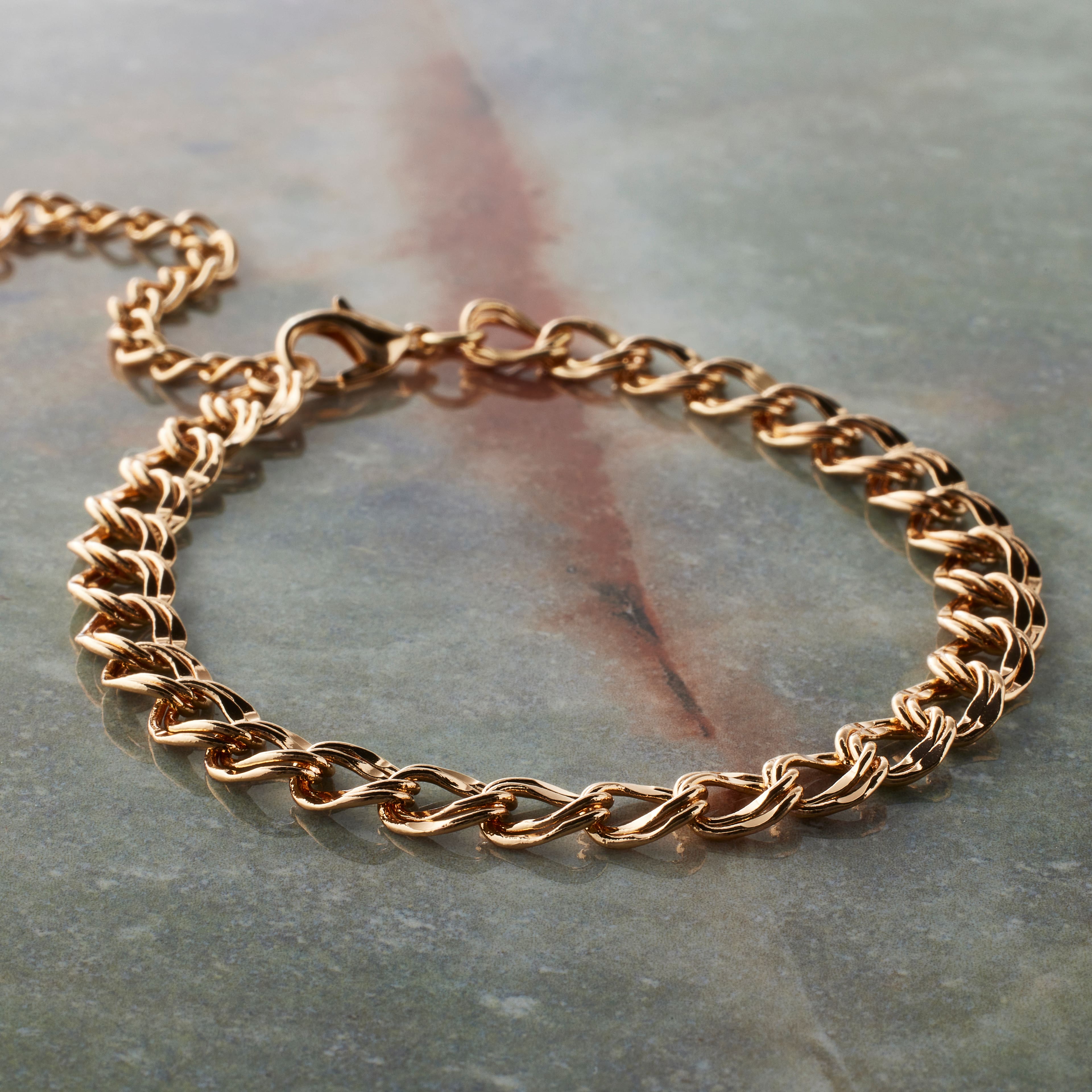 7.5&#x22; Gold Double Curb Charm Bracelet by Bead Landing&#x2122;