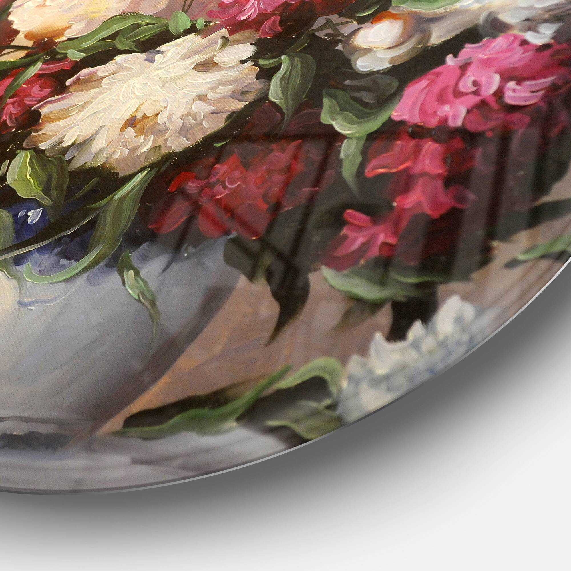 Designart - Bouquet of Blooming Peonies' Ultra Glossy Floral Metal Circle Wall Art