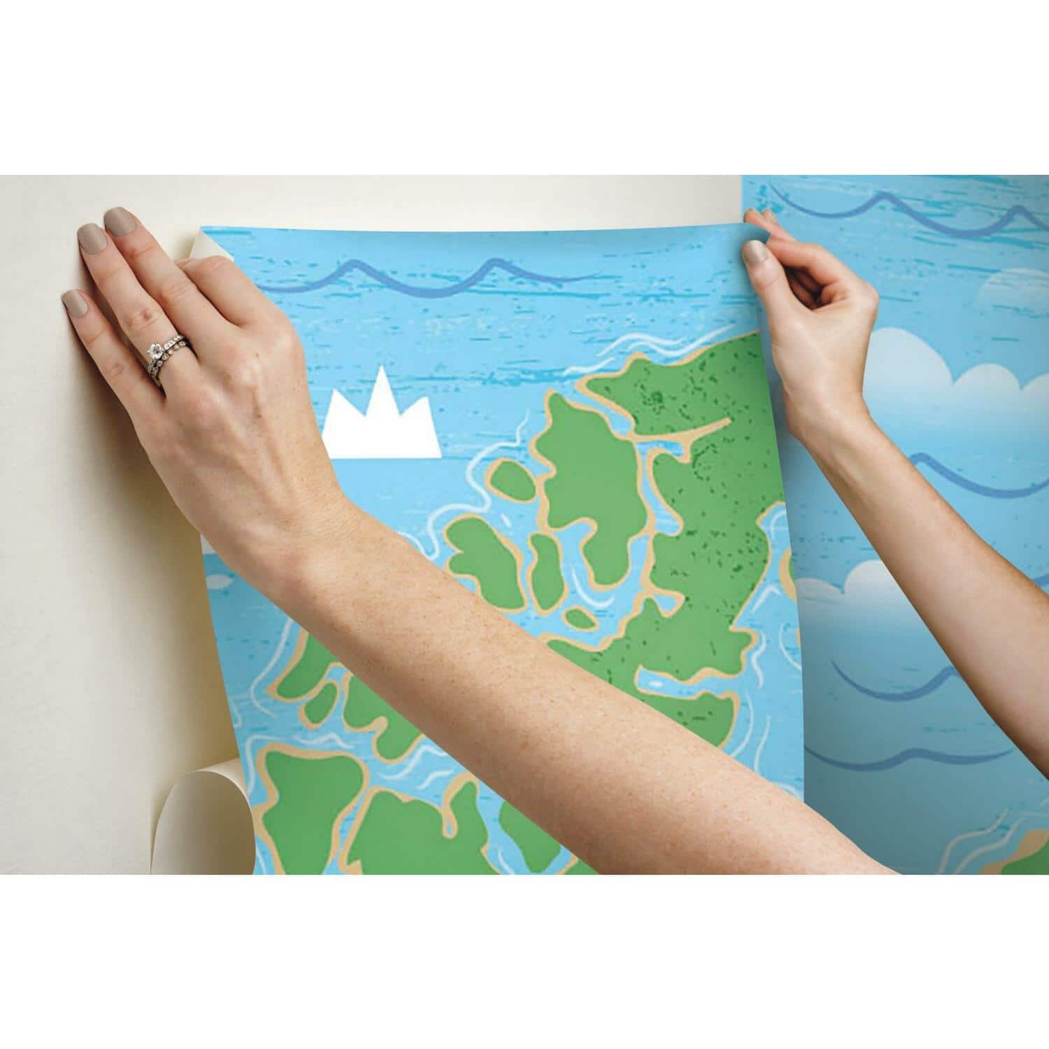 RoomMates World Map Mural Peel &#x26; Stick Wallpaper